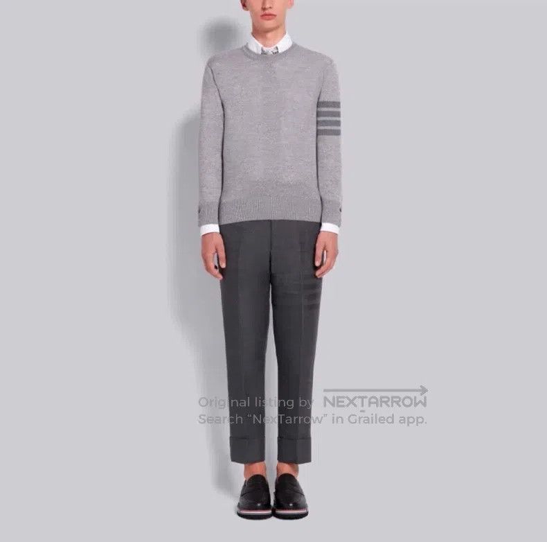 Thom Browne Thom Browne Gray Crew Neck Striped Knit Sweater Size US S / EU 44-46 / 1 - 6 Thumbnail