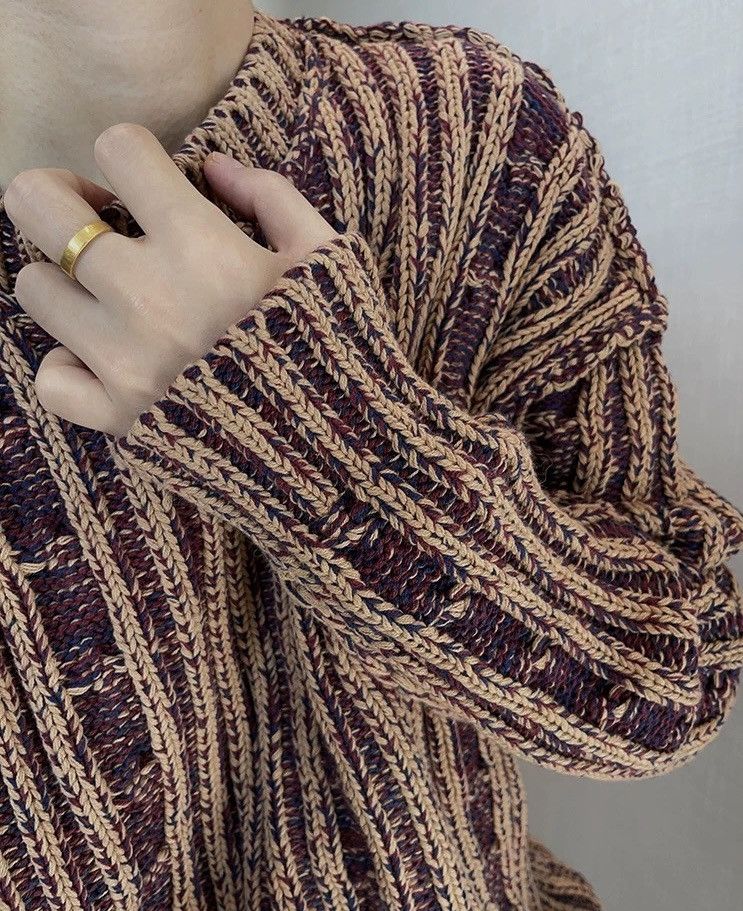 Japanese Brand × Vintage Reversible retro y2k cable knit sweater knitwear jumper Size US L / EU 52-54 / 3 - 7 Thumbnail