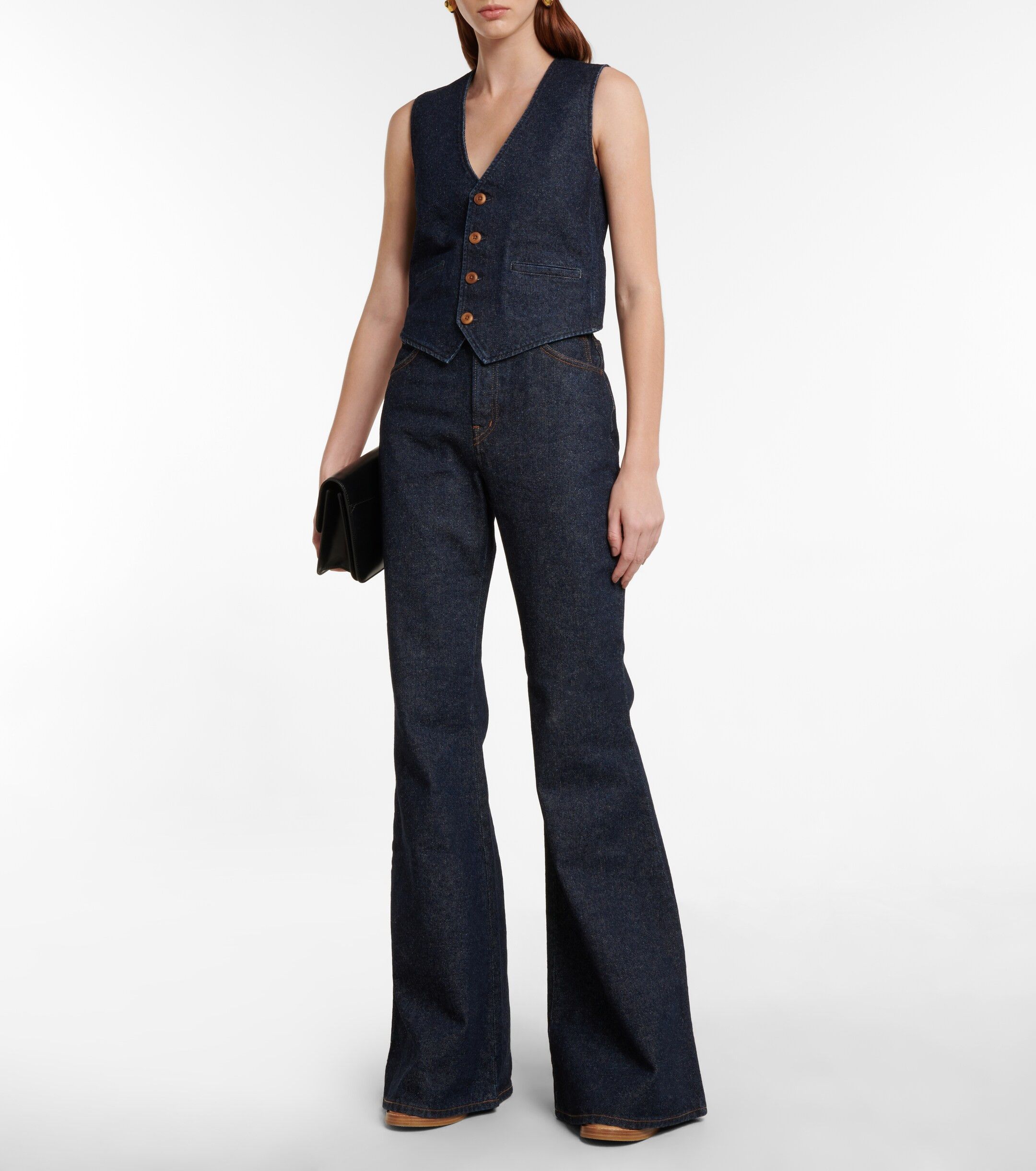 Chloe o1loc1c10425 Denim vest Waistcoat Iconic in Navy Size M / US 6-8 / IT 42-44 - 2 Thumbnail