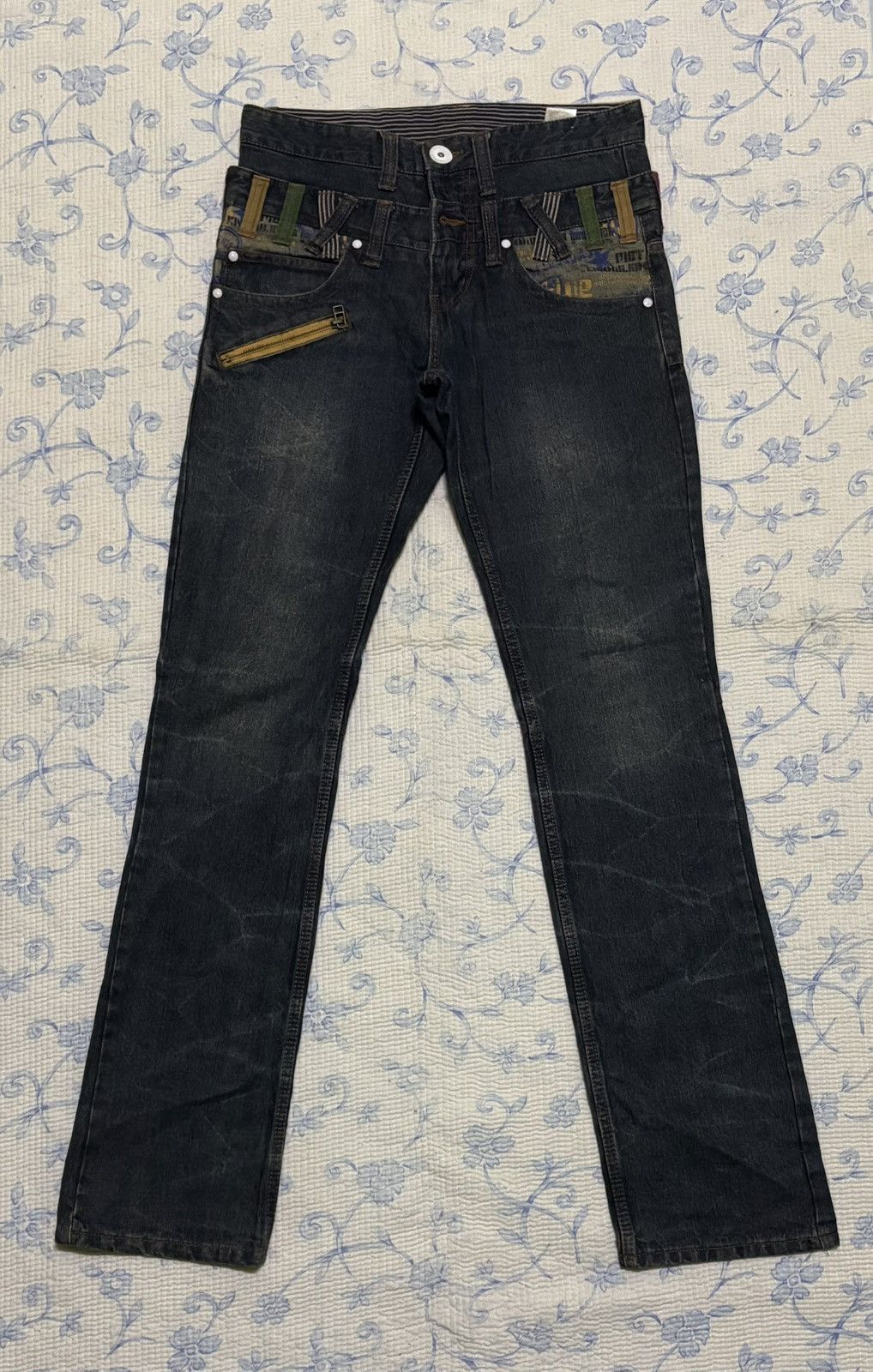 Japanese Brand Japanese Doublefocus Double Waist Jeans Low Flared Denim Size US 31 - 2 Thumbnail