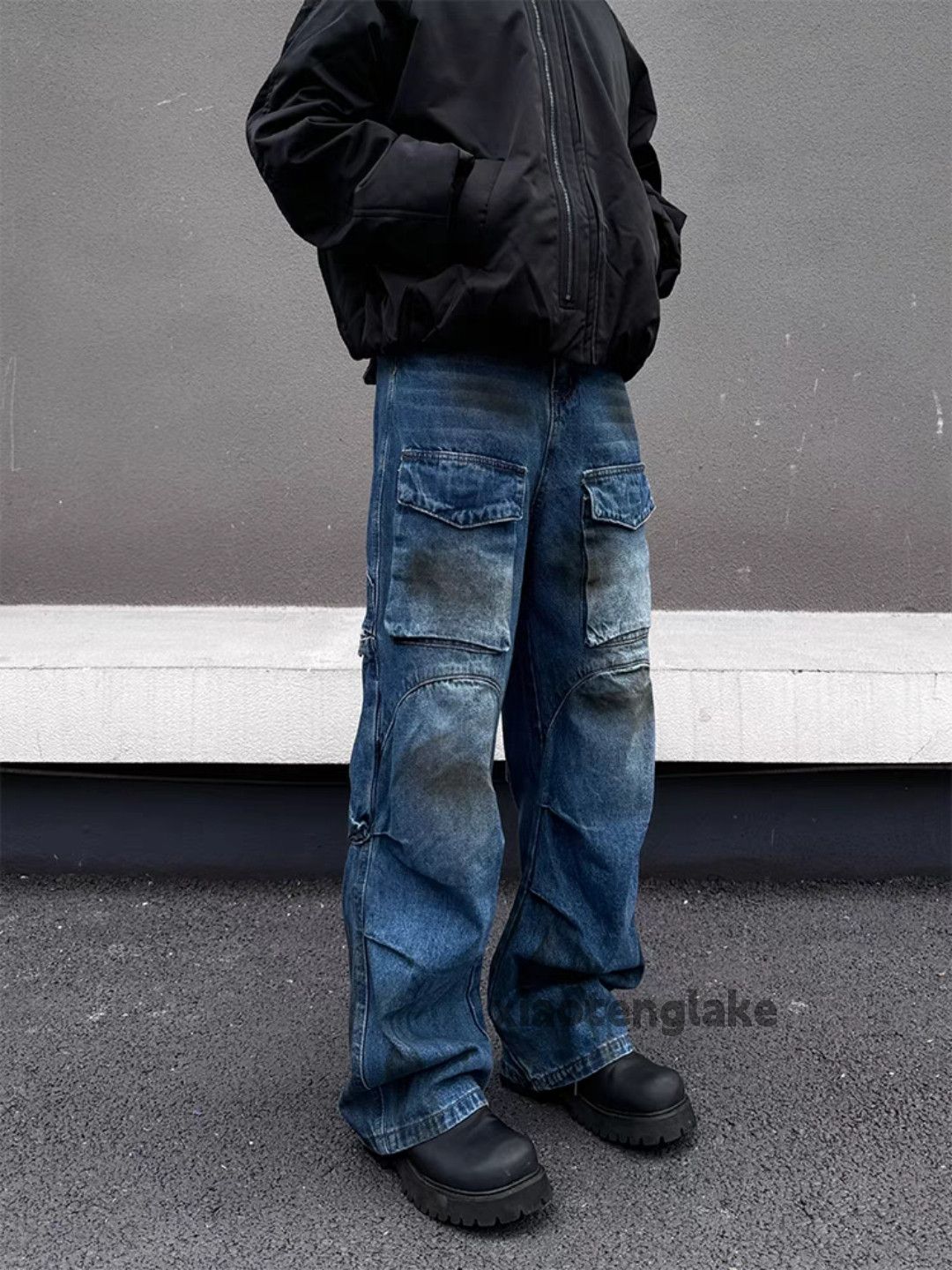 Jean × Vintage washed faded loose baggy stain skate hiphop cargo jeans Size US 30 / EU 46 - 3 Thumbnail