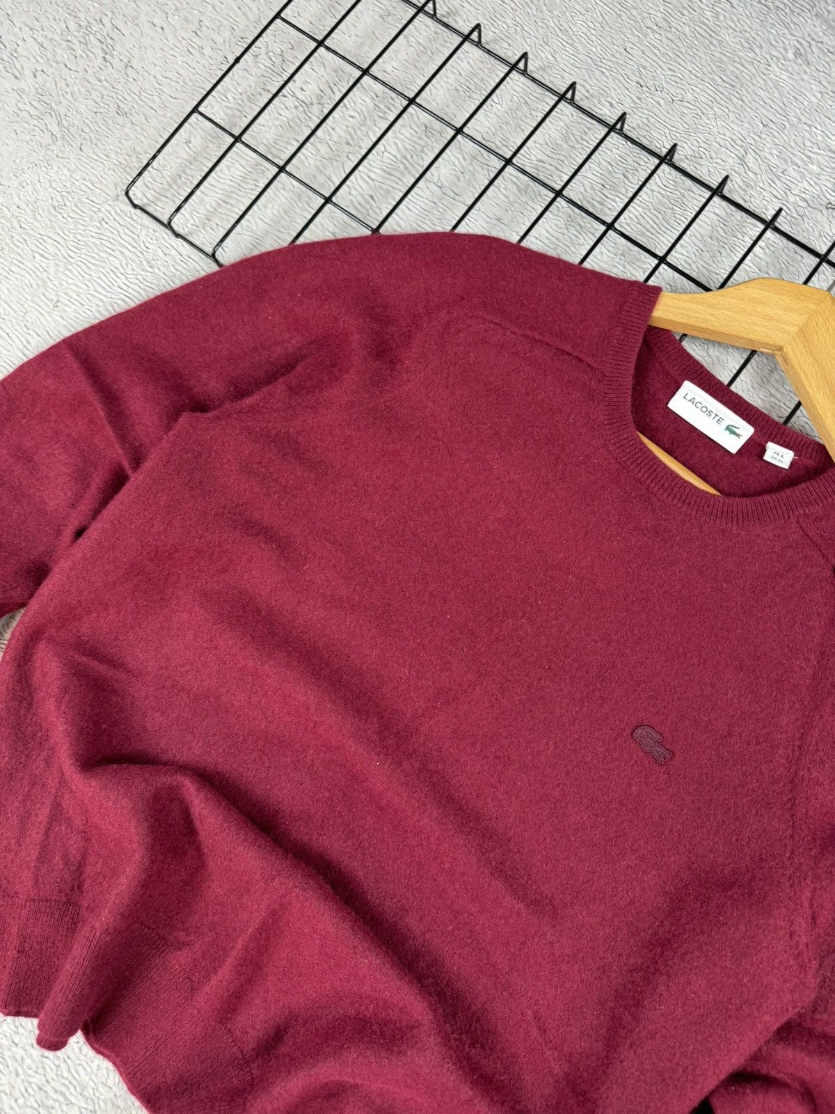 Lacoste × Vintage Lacoste Sweater Mens Red Size S(6) 100% Cashmere Knit Crew N Size US S / EU 44-46 / 1 - 5 Thumbnail