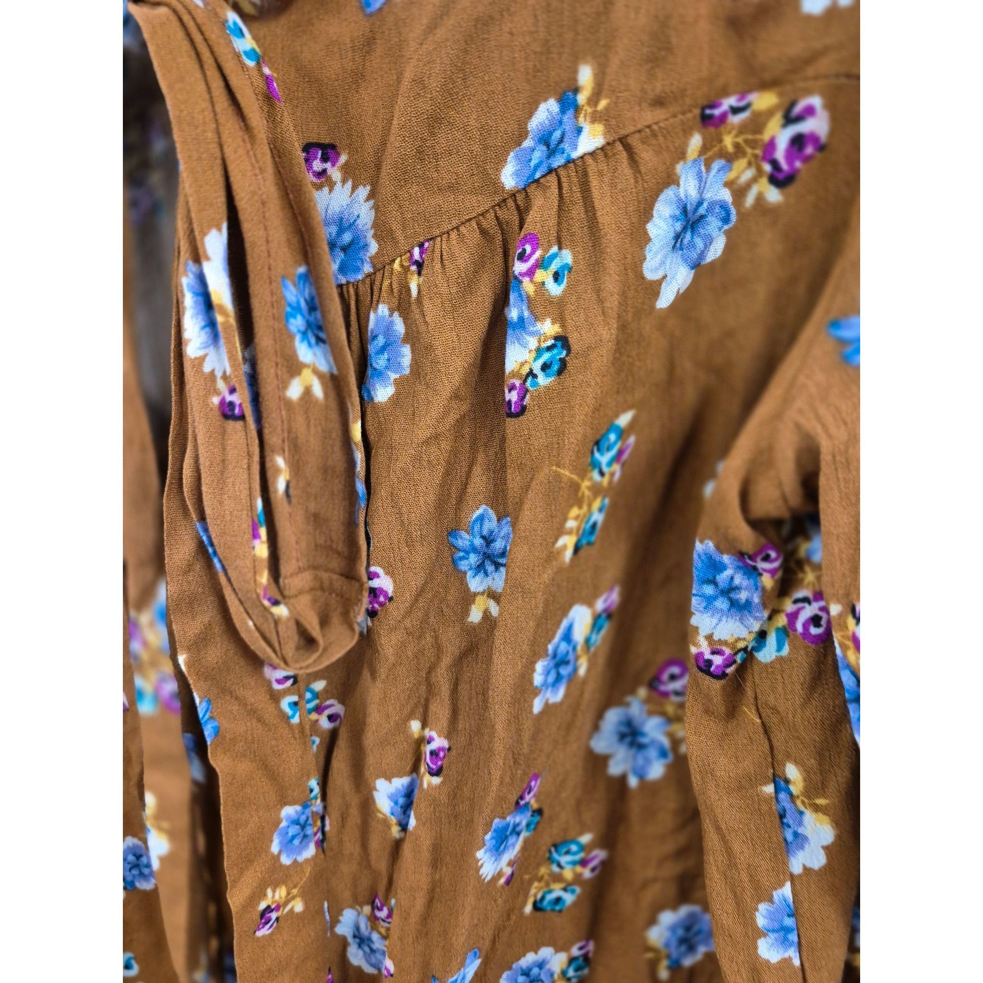 Other Olive & Leaf Womens Floral Tie-Front Blouse S Brown/Blue Ray Size S / US 4 / IT 40 - 2 Thumbnail