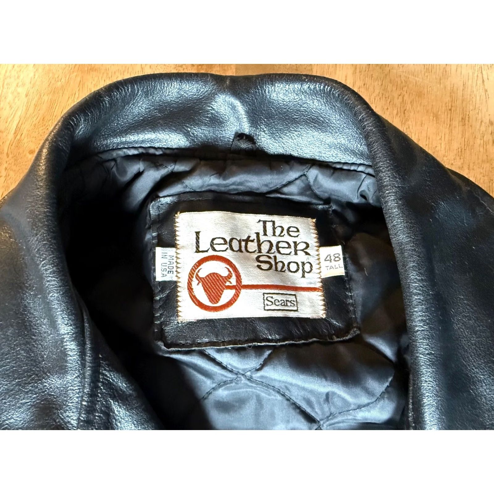 Sears VINTAGE Sears The Leather Shop Leather Biker Jacket Mens 48 Tall Black 70s Size US M / EU 48-50 / 2 - 5 Thumbnail