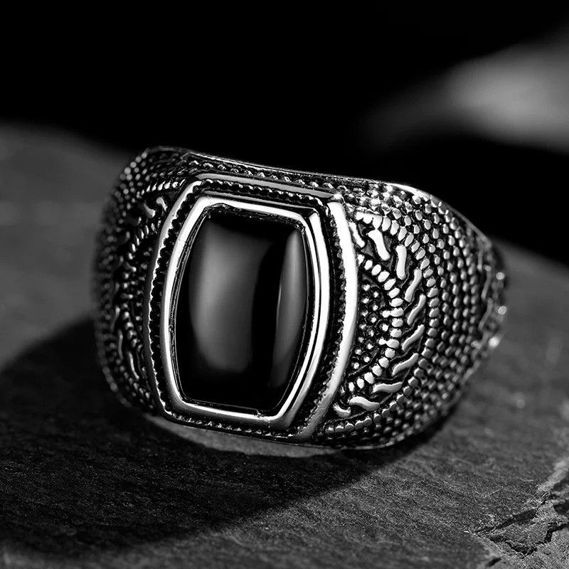 Vintage Y2k Black Stone Ring Size ONE SIZE - 2 Thumbnail
