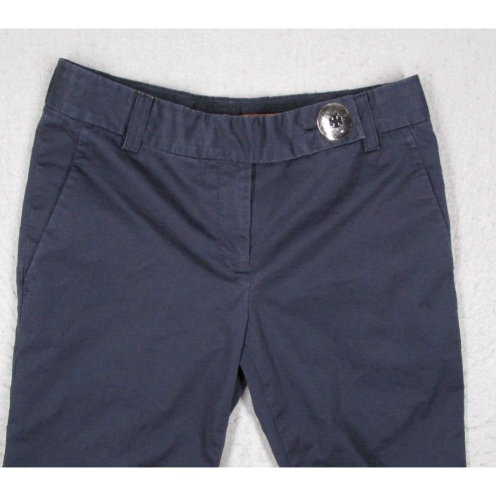 Tory Burch Tory Burch Blue Mid Rise Wide Leg Pants Women's 6 Cotton Blend Machine Washable Size 28" / US 6 / IT 42 - 2 Thumbnail