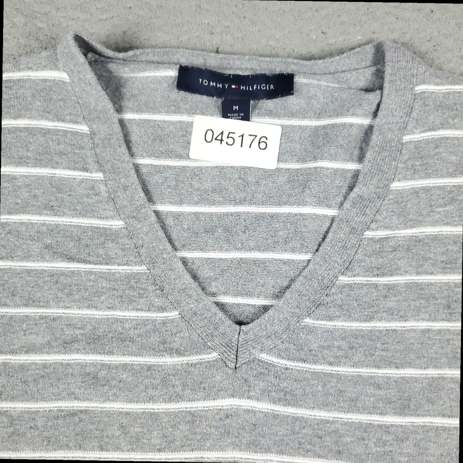 Tommy Hilfiger Tommy Hilfiger Striped Crew Neck Long Sleeve Pullover Womens Medium Gray Cotton T Shirt Size M / US 6-8 / IT 42-44 - 2 Thumbnail
