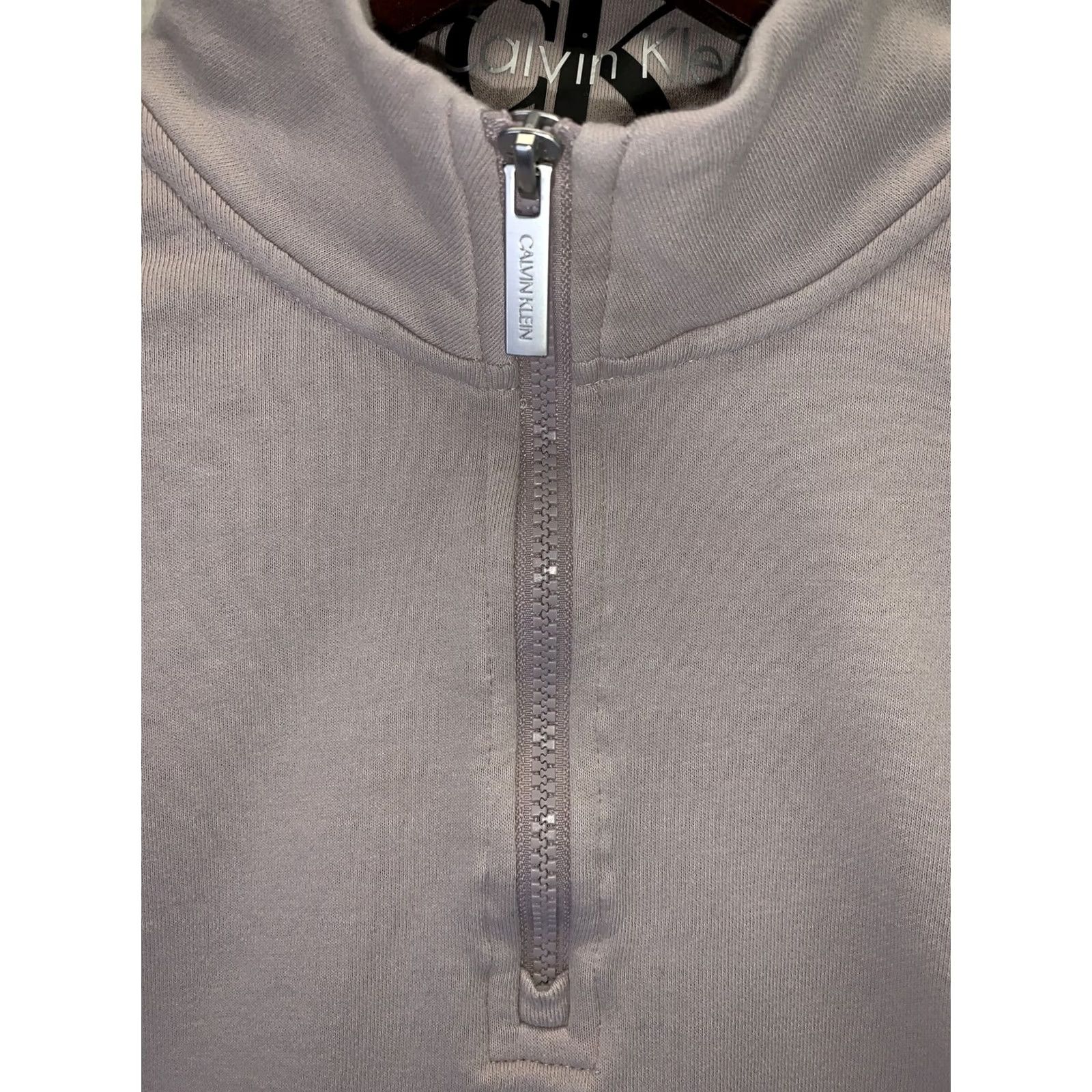 Calvin Klein Calvin Klein Women’s Purple Crop 1/2 Zip Sweatshirt Logo Sleeve Activewear L Ladies Pullover Casual Sweatshirt Spring Fall Winter Size L / US 10 / IT 46 - 2 Thumbnail
