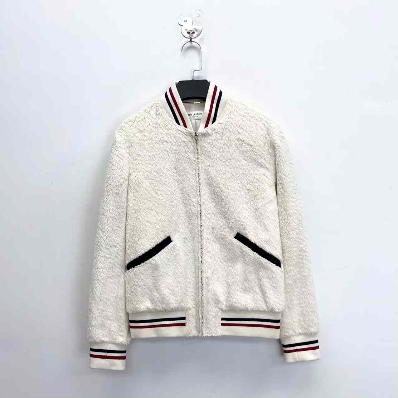 Saint Laurent Paris Saint Laurent White Teddy Baseball Jacket Size US M / EU 48-50 / 2 - 1 Thumbnail