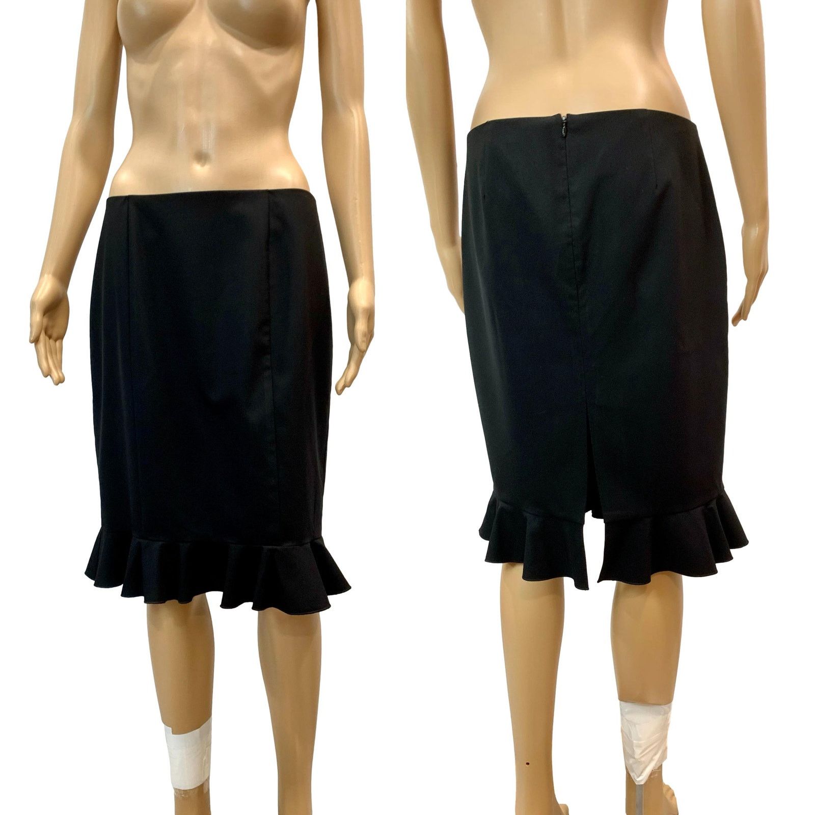 Trina Turk Trina Turk BLACK Pencil Skirt Flounce Hem | STRETCH | size 6 Size 28" / US 6 / IT 42 - 6 Thumbnail