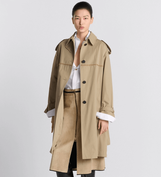 Dior o1w1db11225 451M53 Embroidered Trench Coat in Beige/Gold Size M / US 6-8 / IT 42-44 - 5 Thumbnail