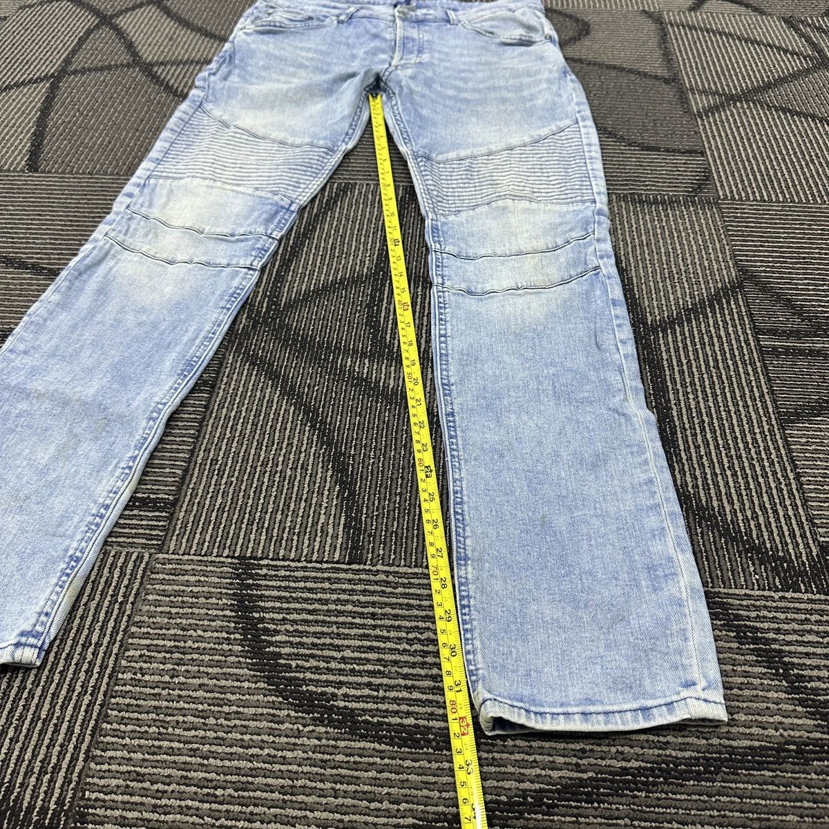 H&M Faded H&M Divided Skinny Biker Jeans Balmain Paris Style Size US 34 / EU 50 - 16 Thumbnail