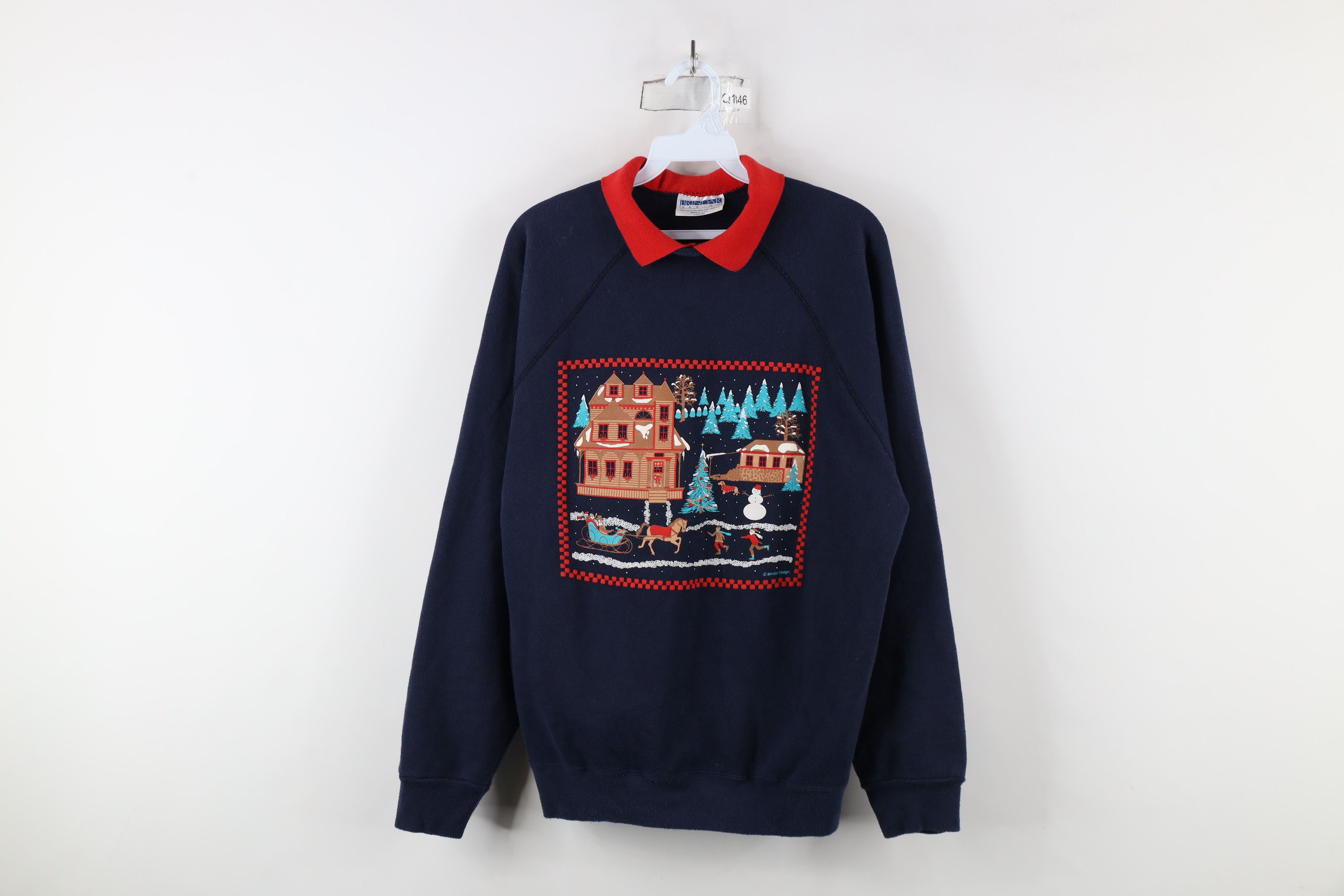 Vintage Vintage 90s Streetwear Christmas Collared Sweatshirt USA Size L / US 10 / IT 46 - 1 Thumbnail