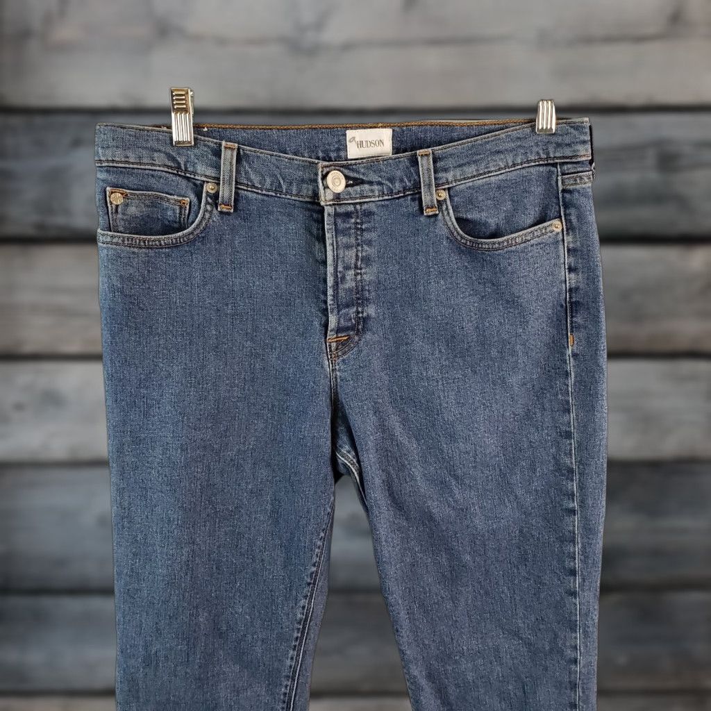 Hudson Hudson Womens Luxe Crop Riley Jeans Sz 29 Blue Mid Rise Relaxed Straight Size 29" - 1 Thumbnail