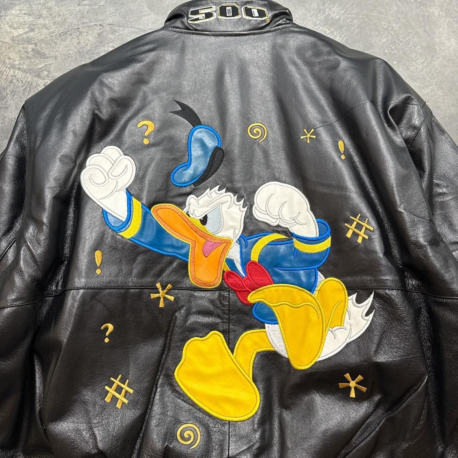 Disney × Vintage Vintage JH Design Donald Duck NASCAR Disney Leather Jacket Size US XL / EU 56 / 4 - 2 Thumbnail