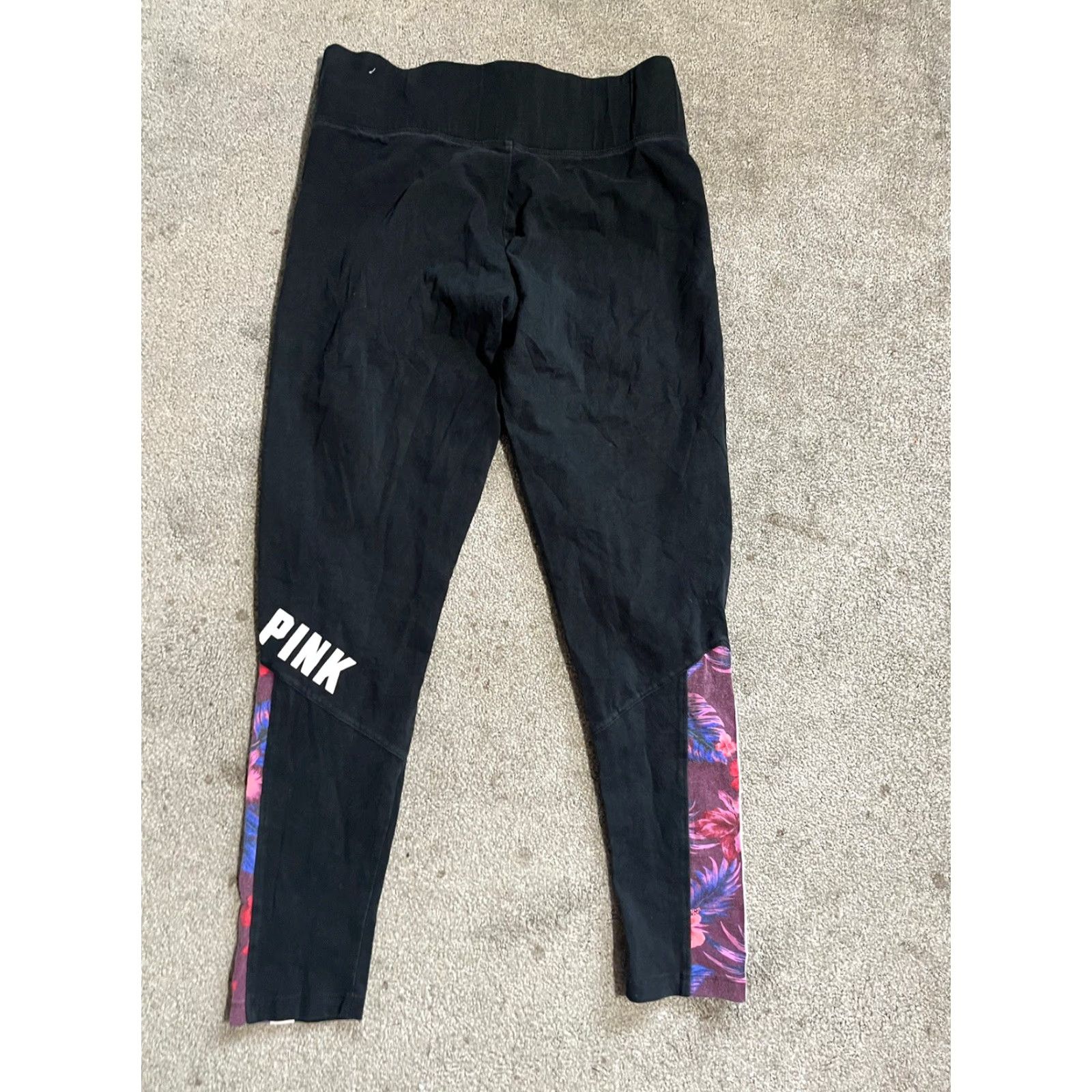 Victoria's Secret Victoria's Secret Pink Yoga Black Ribbed Athletic Legging Women's Size L Size 36" / US 14 / IT 50 - 3 Thumbnail