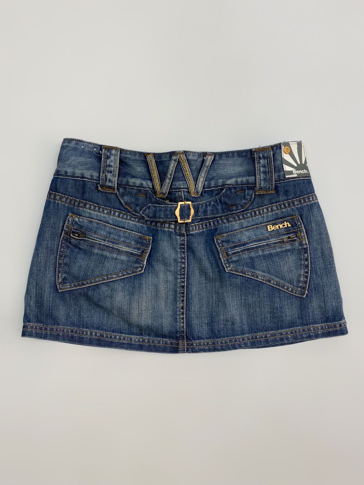 Bench Y2K Vintage Bench Washed Buckle Back Denim Mini Skirt Size 28" / US 6 / IT 42 - 4 Thumbnail
