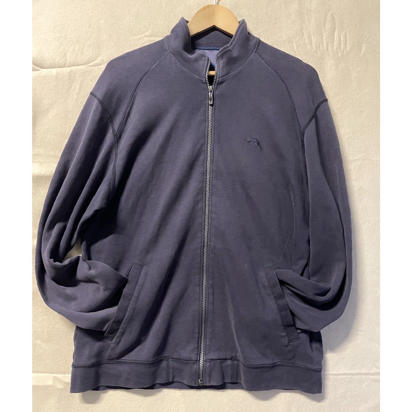 Tommy Bahama Tommy Bahama Blue Zip Up Turtleneck Jacket Mens Medium 100% Pima Cotton Full Zip Sweater Size US M / EU 48-50 / 2 - 5 Thumbnail