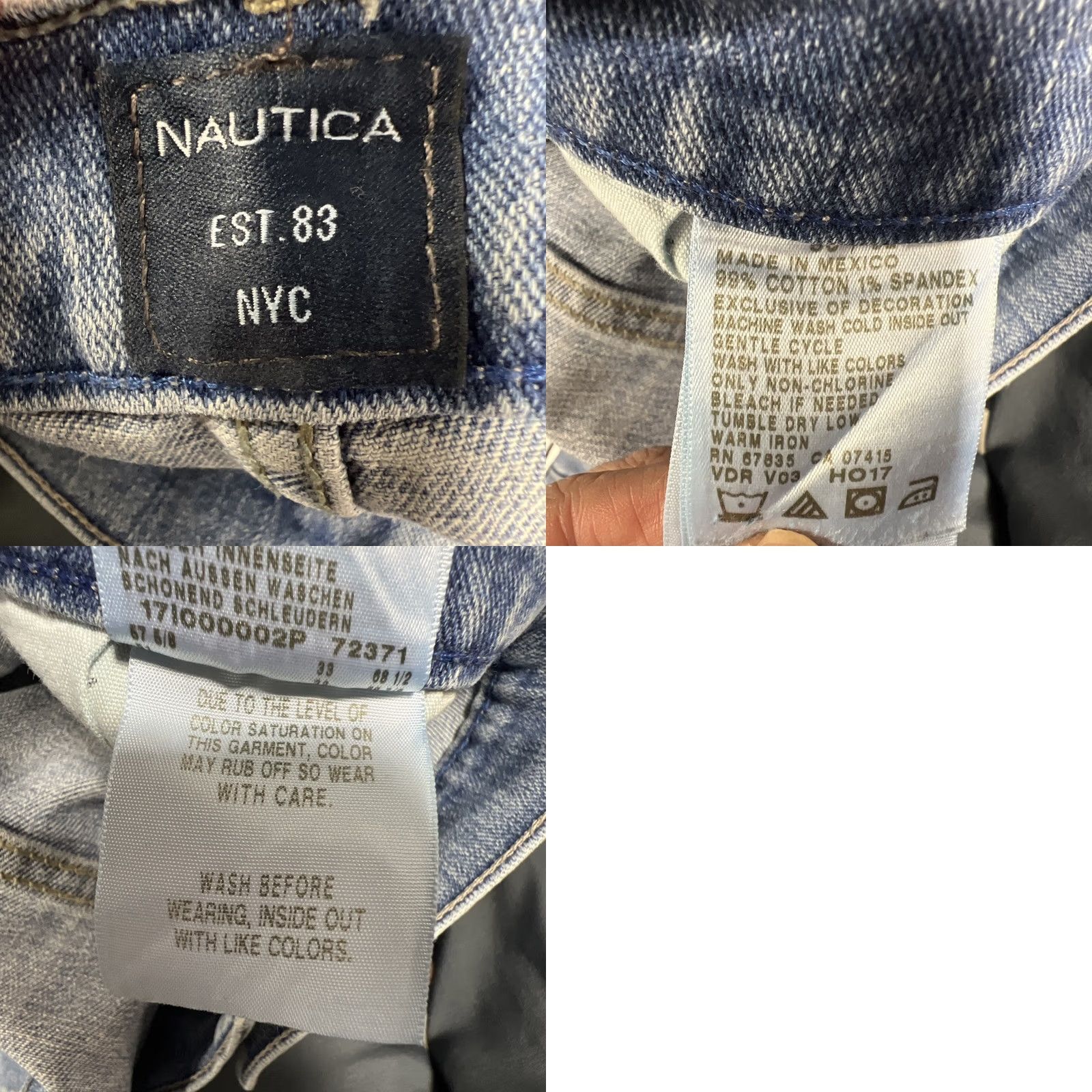 Nautica Nautica Relaxed Fit Jeans Men’s 50x32 Blue Denim Stretch 5-Pocket Straight Zip Button Casual Pants Size US 34 / EU 50 - 10 Thumbnail