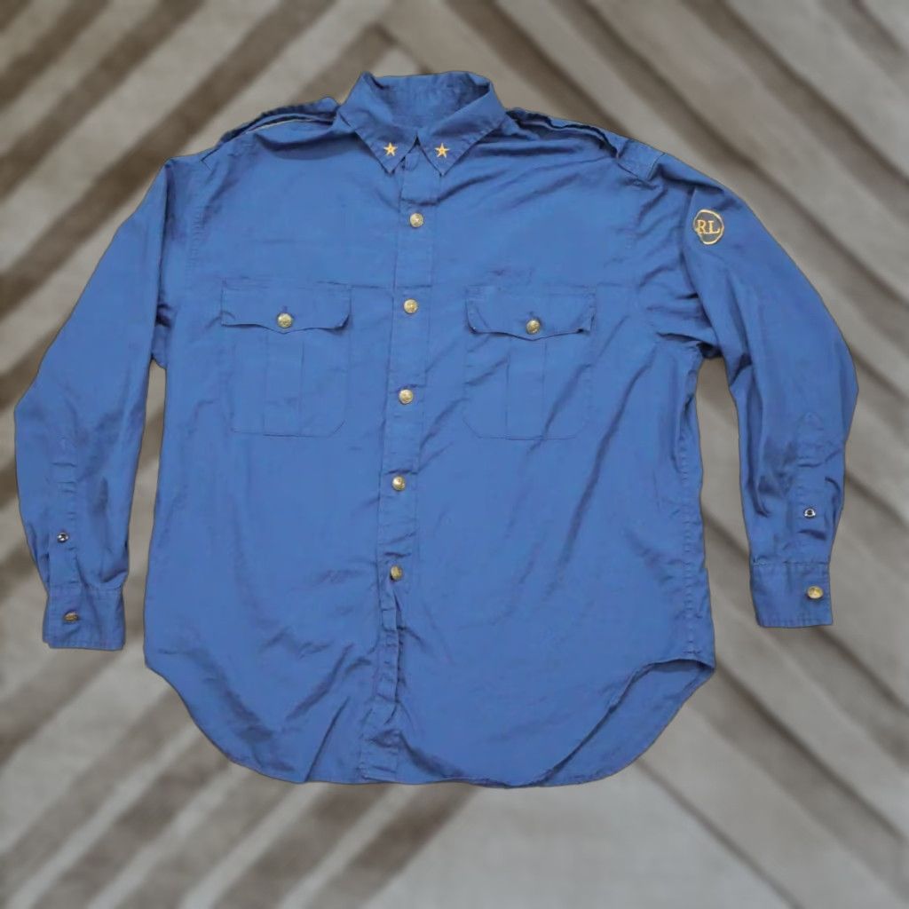 Ralph Lauren VINTAGE Ralph Lauren Country Shirt Mens Large Blue Navy Army Military Uniform Size US L / EU 52-54 / 3 - 1 Thumbnail