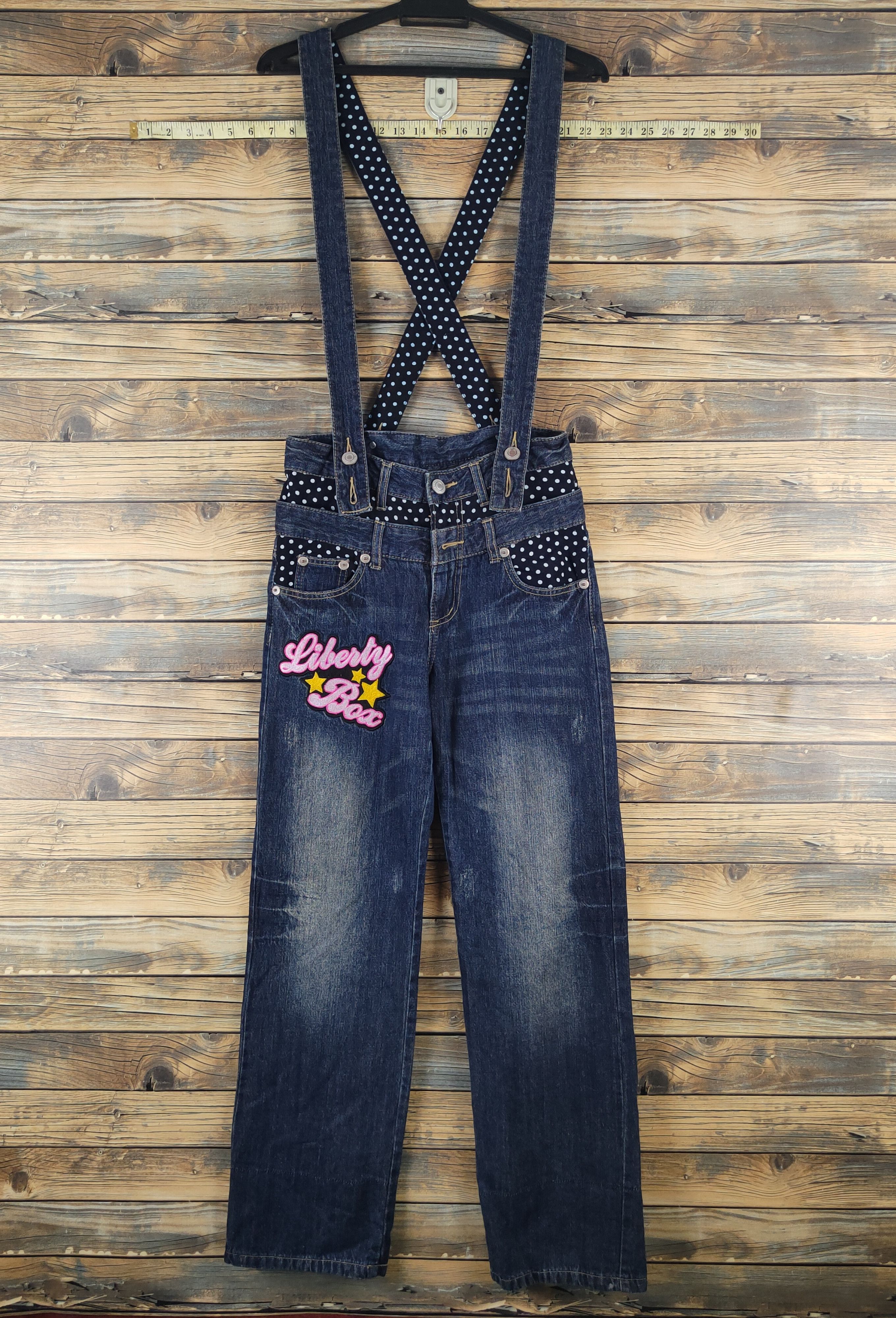 Japanese Brand DL Japanese Brand Dark Blue Suspender Soft Jeans #1090 Size 28" / US 6 / IT 42 - 1 Thumbnail