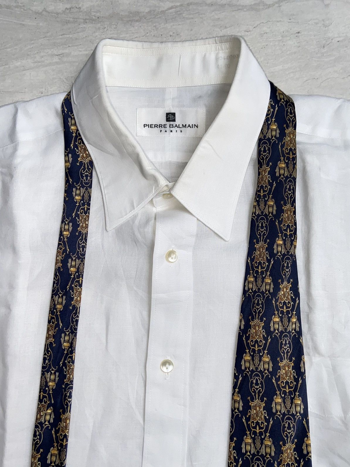 Pierre Balmain PIERRE BALMAIN Paris White Shirt Tie Size US L / EU 52-54 / 3 - 4 Thumbnail