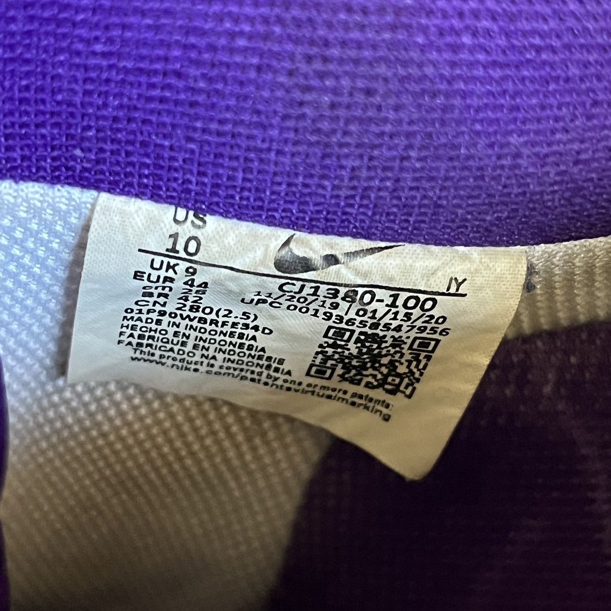 Nike Nike Air Force 1 Low White Voltage Purple CJ1380-100 Size 10 Size US 10 / EU 43 - 7 Thumbnail
