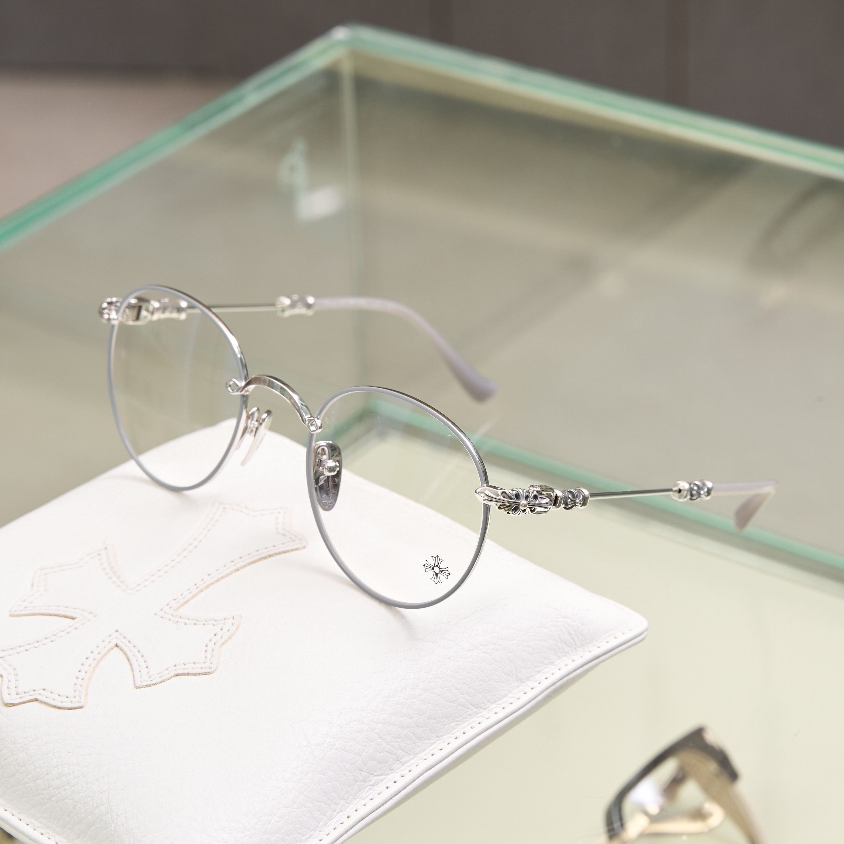 ★CHROME HEARTS★ BUBBA - A 49 メガネ 眼鏡 Shiny Silver Chrome Hearts Bubba-A MBK-P Matte Black Glasses Frame - SRM
