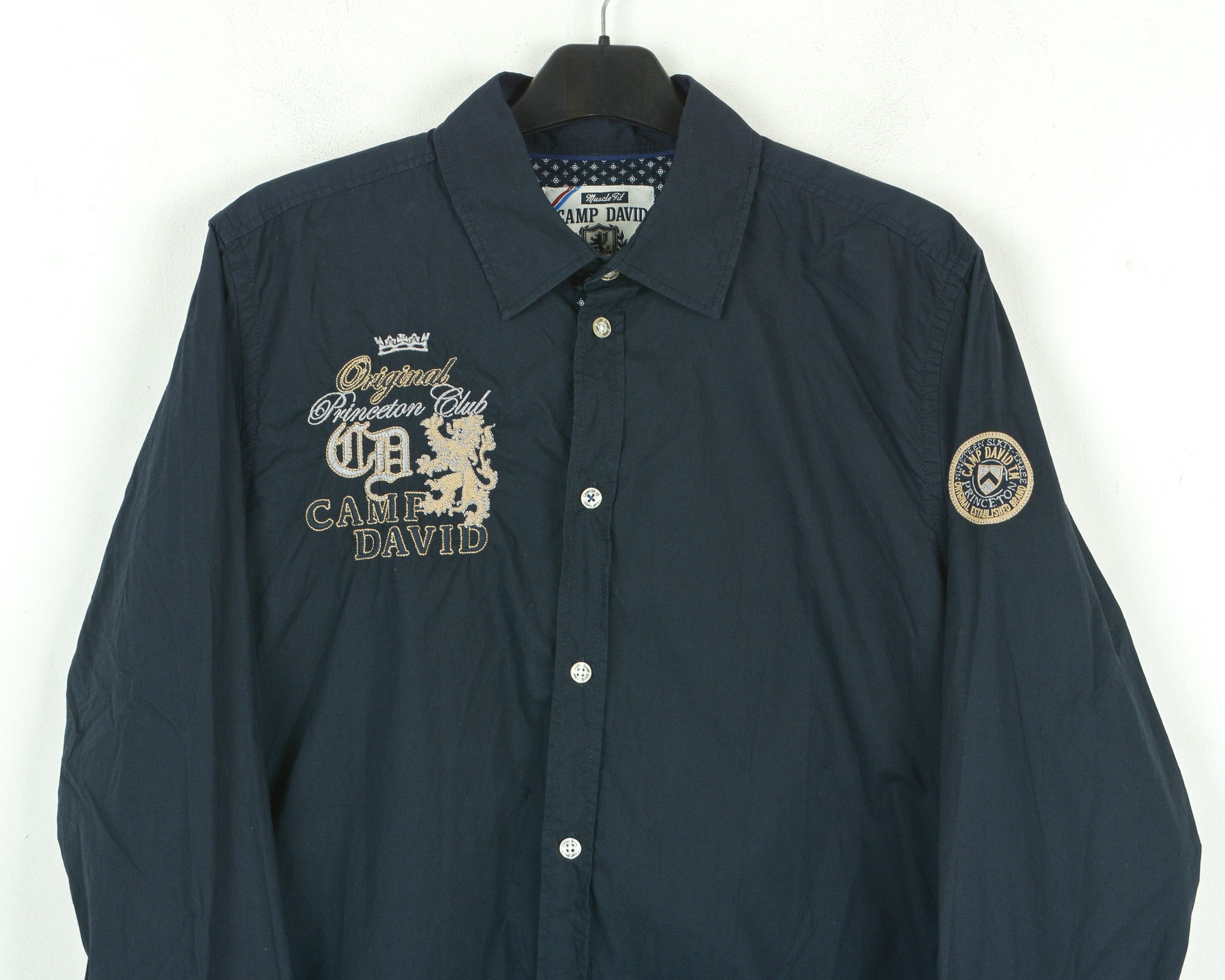 Camp David Shirt M Muscle Fit High Quality Casual Button Up Cotton navy Size US M / EU 48-50 / 2 - 2 Thumbnail