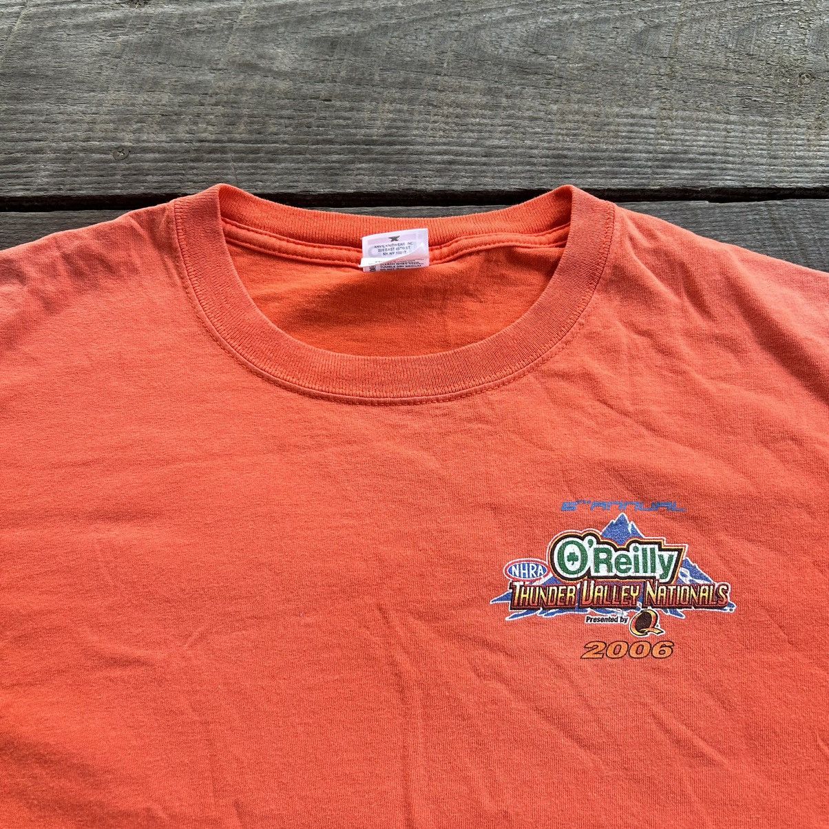 NASCAR × Vintage Vintage Sun Faded Orange NHRA Drag Racing Graphic T Shirt Size US XL / EU 56 / 4 - 3 Thumbnail