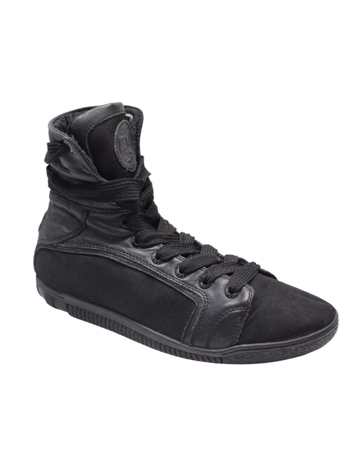 Diesel 2000S DIESEL “78” HIGH-TOP COMBAT LEATHER CANVAS SNEAKERS Size US 10 / EU 43 - 10 Thumbnail