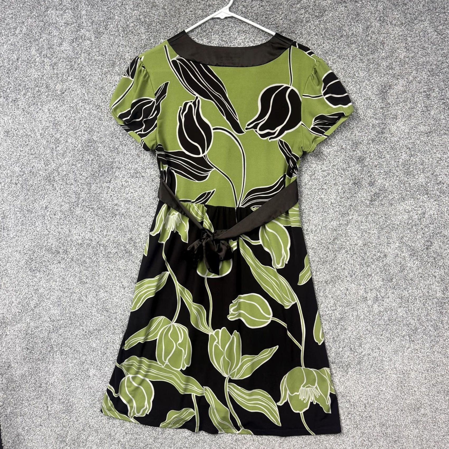 Apt. 9 Apt 9 Faux Wrap Dress Petite Large PL Floral Green Cap Sleeve V-Neck Empire Waist Knee Length Bohemian Summer Size L / US 10 / IT 46 - 7 Thumbnail