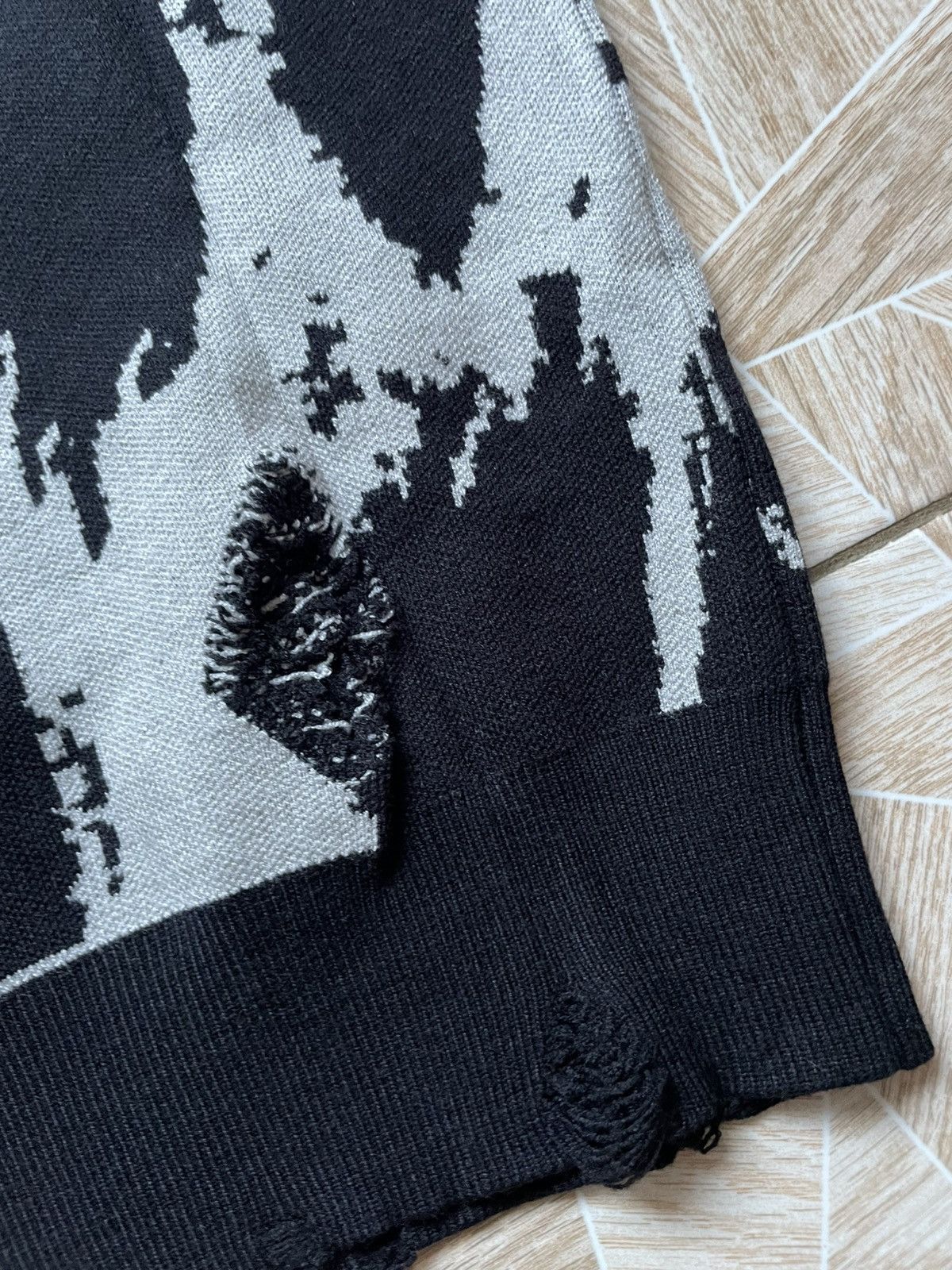 Other Y2K Grunge Distressed Knitted Sweater Glitch Art Gothic L Size US L / EU 52-54 / 3 - 15 Thumbnail