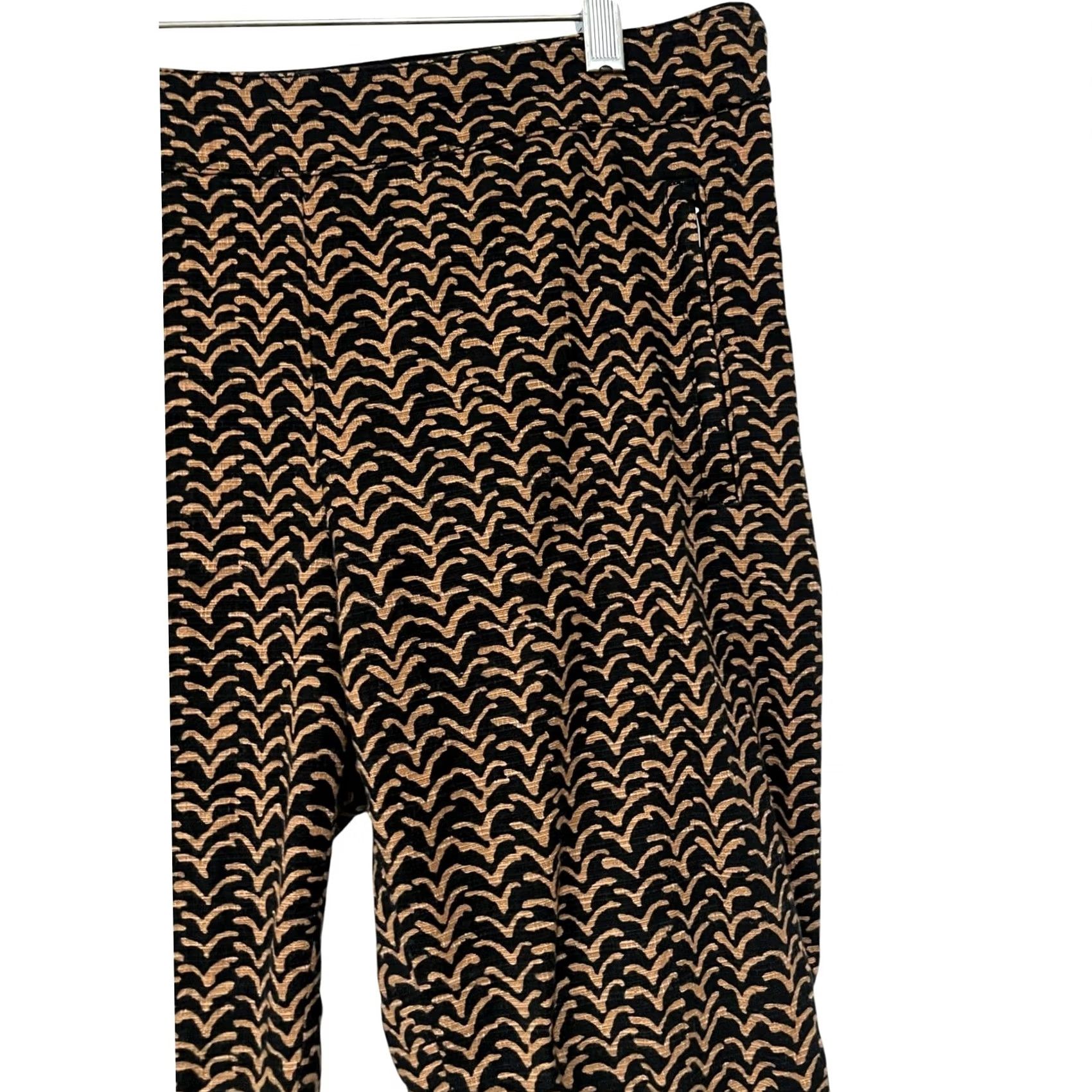 Anthropologie Cartonnier Anthropologie Women’s Black Motif Print Ankle Pants Slim Fit 8 Cotton Blend Slim Rise Mid Inseam 25.5 in Hook Zip Womens Size 30" / US 8 / IT 44 - 2 Thumbnail