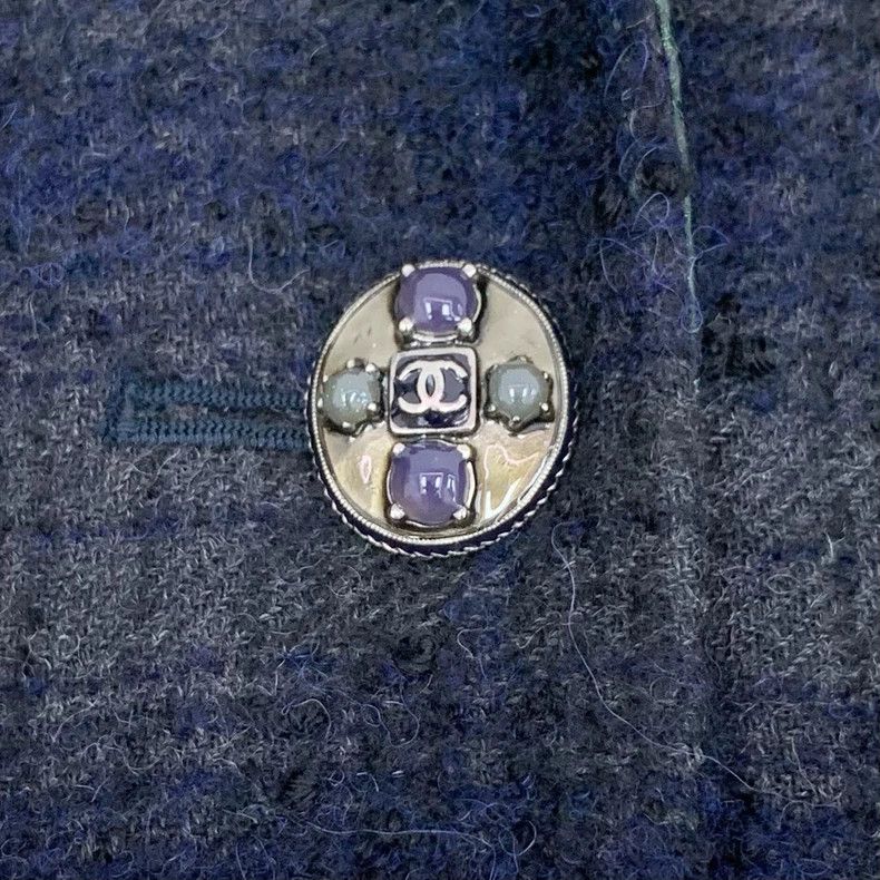 Chanel ChanelBlack plaid wool lapel single-breasted long-sleeved c Size XXS / US 00 / IT 34 - 5 Thumbnail