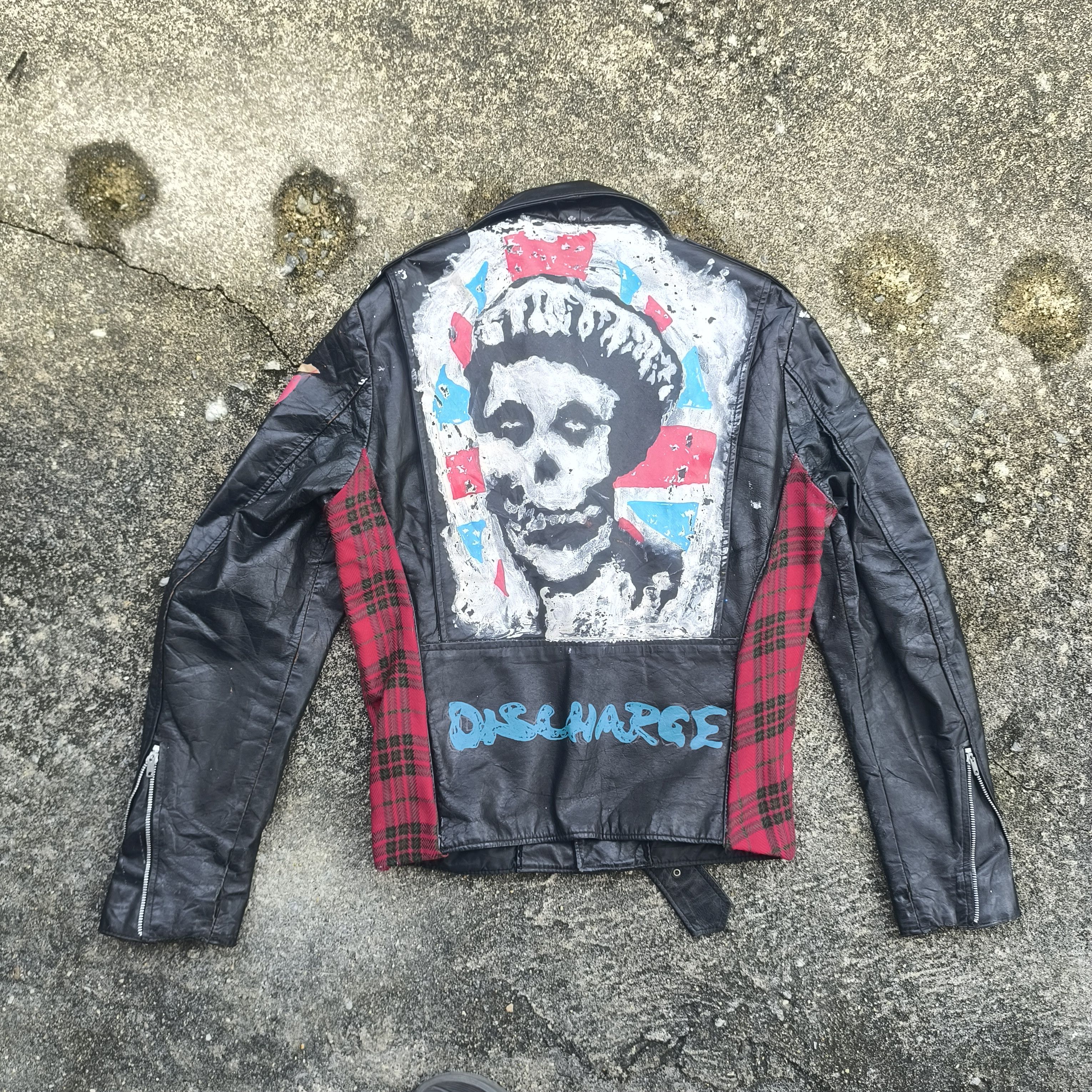 Band Tees DOUBLE COLLAR LEATHER JACKET PUNK MISFITS THE EXPLOITED Size US M / EU 48-50 / 2 - 2 Thumbnail
