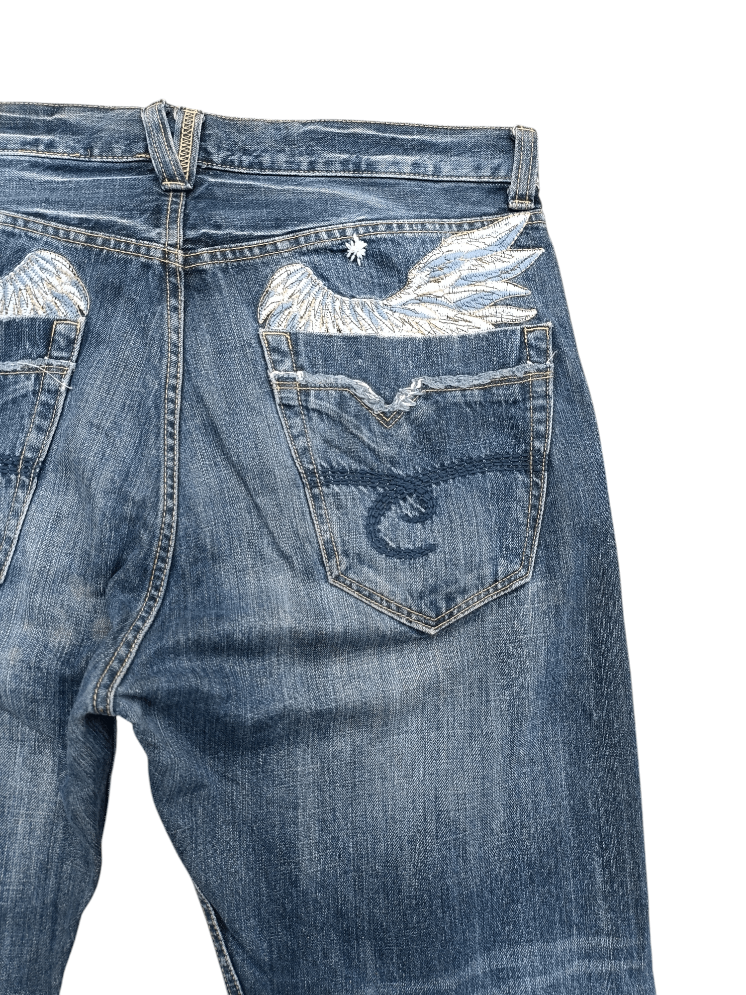 Japanese Brand × Le Grande Bleu (L.G.B.) × Tornado Mart RARE Flared Nylaus Whiskers Distressed Jeans Size US 36 / EU 52 - 6 Thumbnail
