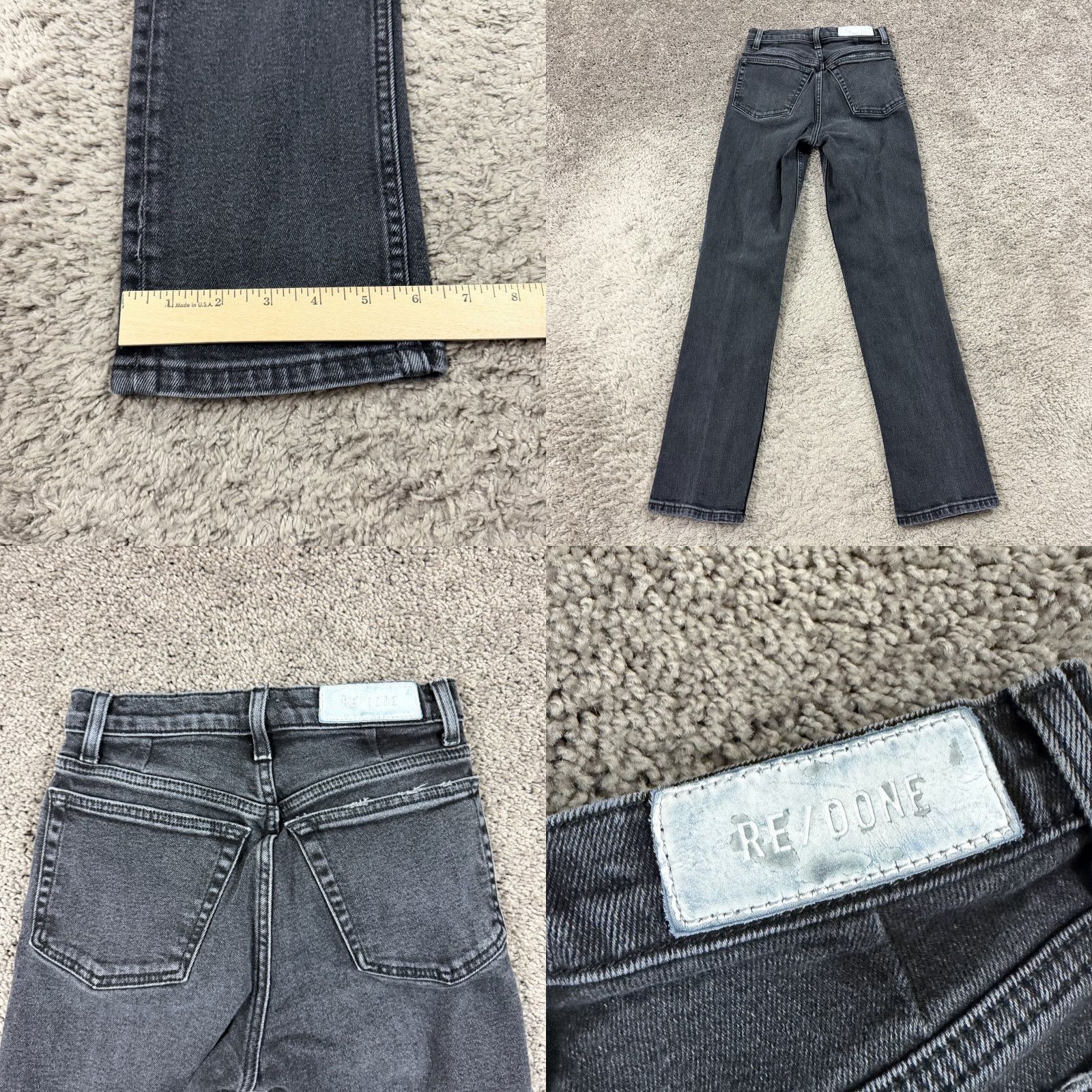 RE/DONE RE/DONE Jeans Women 24 Black Straight High Rise Distressed Stretch Denim 23x29 Modern 70s? Size 42" / US 20 - 8 Thumbnail