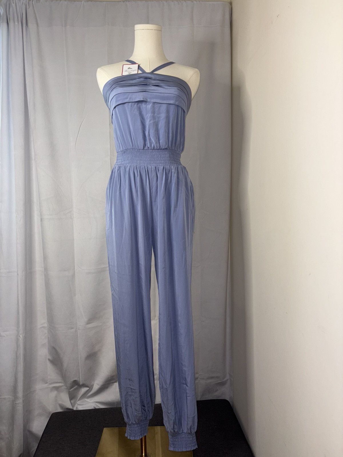 Bebe Bebe Silk Open-back Women’s Jump Suit Light Blue XS Size 25" / US 0 / IT 36 - 1 Thumbnail