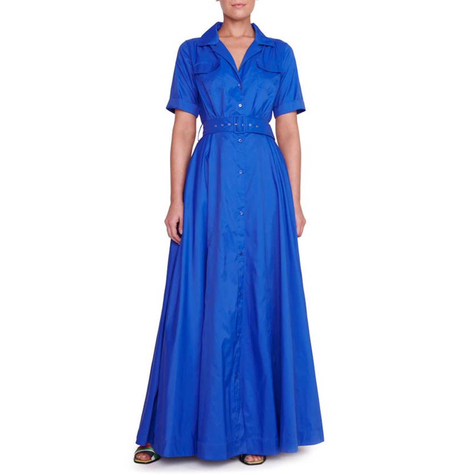 Staud Staud Millie Maxi Belted Shirt Dress Lapis Blue size 00 XXS Size XXS / US 00 / IT 34 - 13 Thumbnail