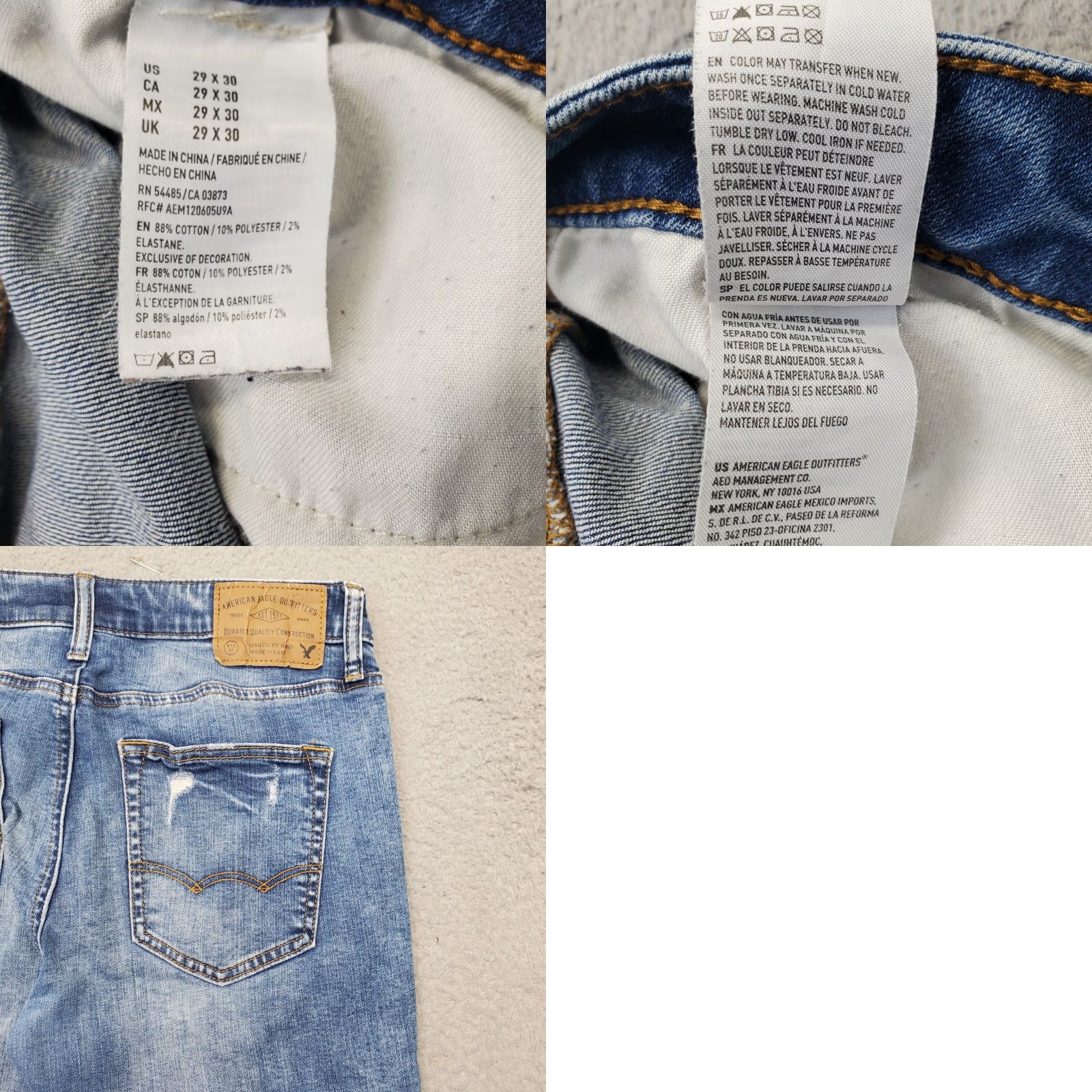 American Eagle Outfitters American Eagle Outfitters Jeans Womens 29x30 Blue Denim Distressed Straight 5-Pocket Regular Size 29 WW Womens Stock〜 Size 29" - 8 Thumbnail