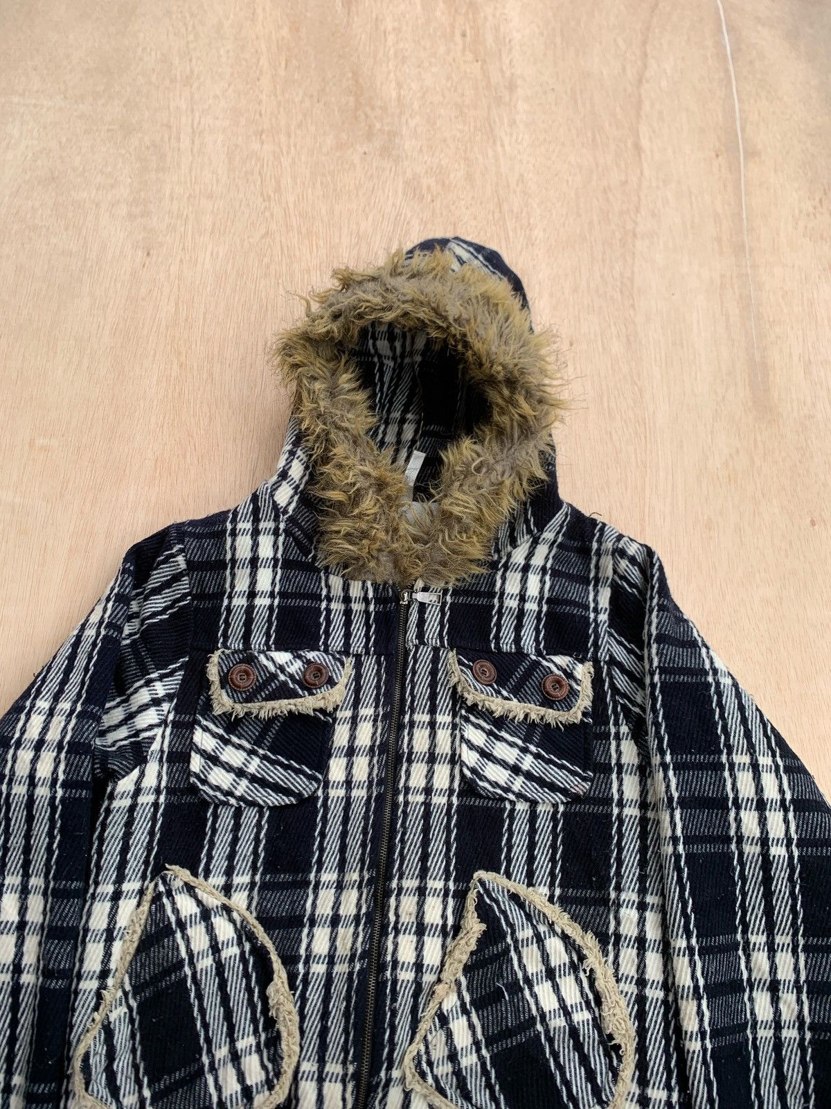 Hysteric Glamour × If Six Was Nine × Japanese Brand Y2k Fur Hoodie Checkerboard Ifsixwasnine Lgb style Size US S / EU 44-46 / 1 - 3 Thumbnail