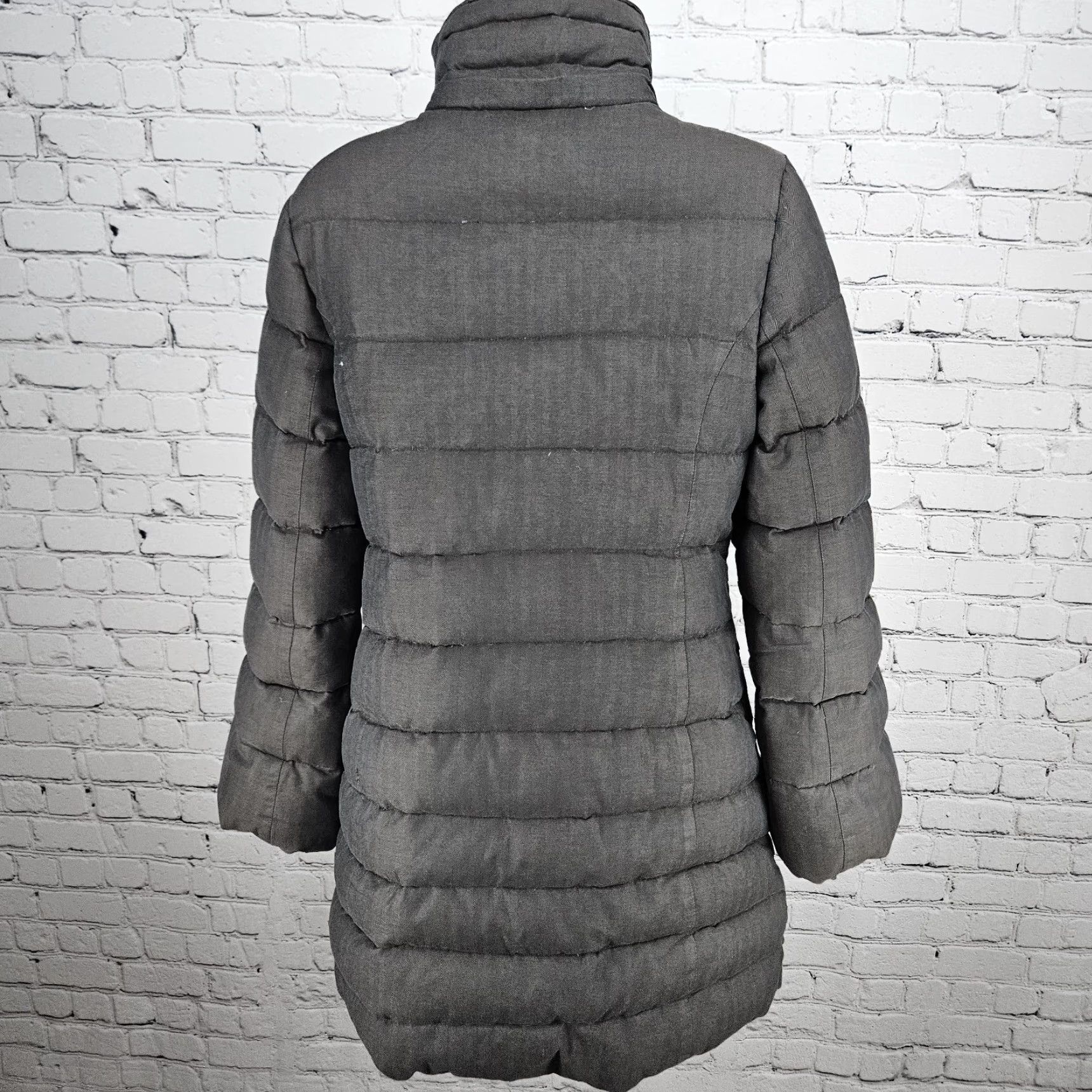 Vintage VINTAGE Soia & Kyo Brown Down Puffer Jacket Coat XS – Zip Snap Insulated, Herringbone, Long Sleeve, Women, Casual, Travel, Workwear Size XS / US 0-2 / IT 36-38 - 2 Thumbnail