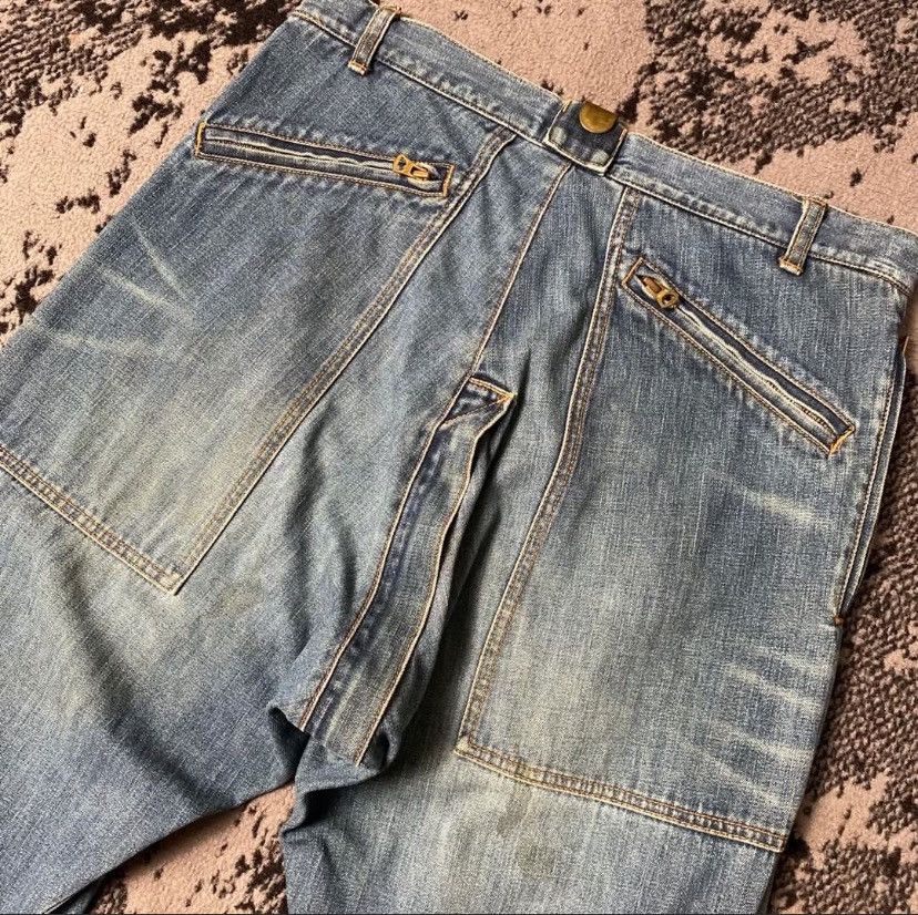 Maison MIHARA YASUHIRO 1990s Mihara Yasuhiro Zip Leather Patched Flared Denim Size US 32 / EU 48 - 3 Thumbnail