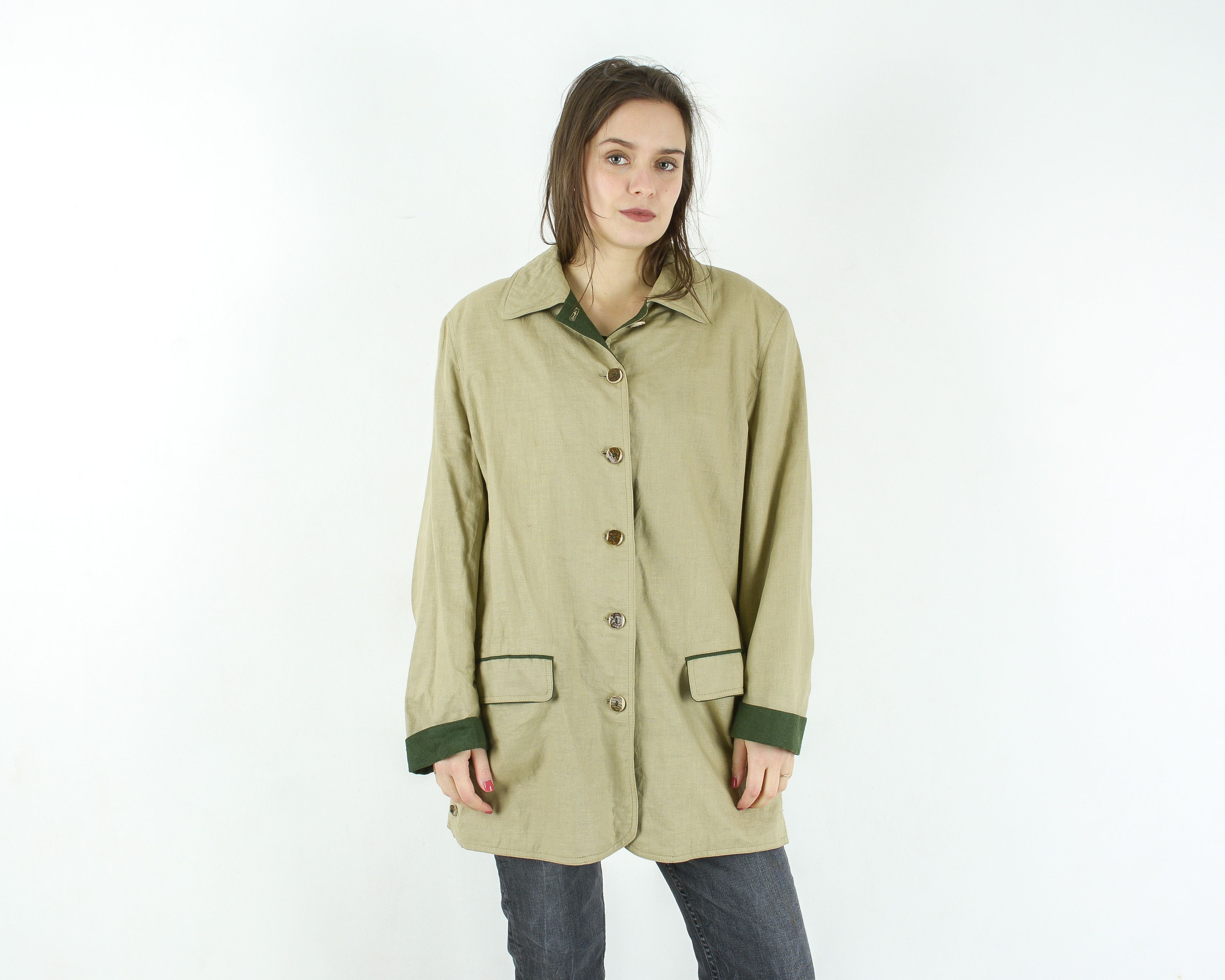 Vintage H. Moser Linen Trachten Blazer Jacket Beige Sport Coat Size M / US 6-8 / IT 42-44 - 1 Thumbnail