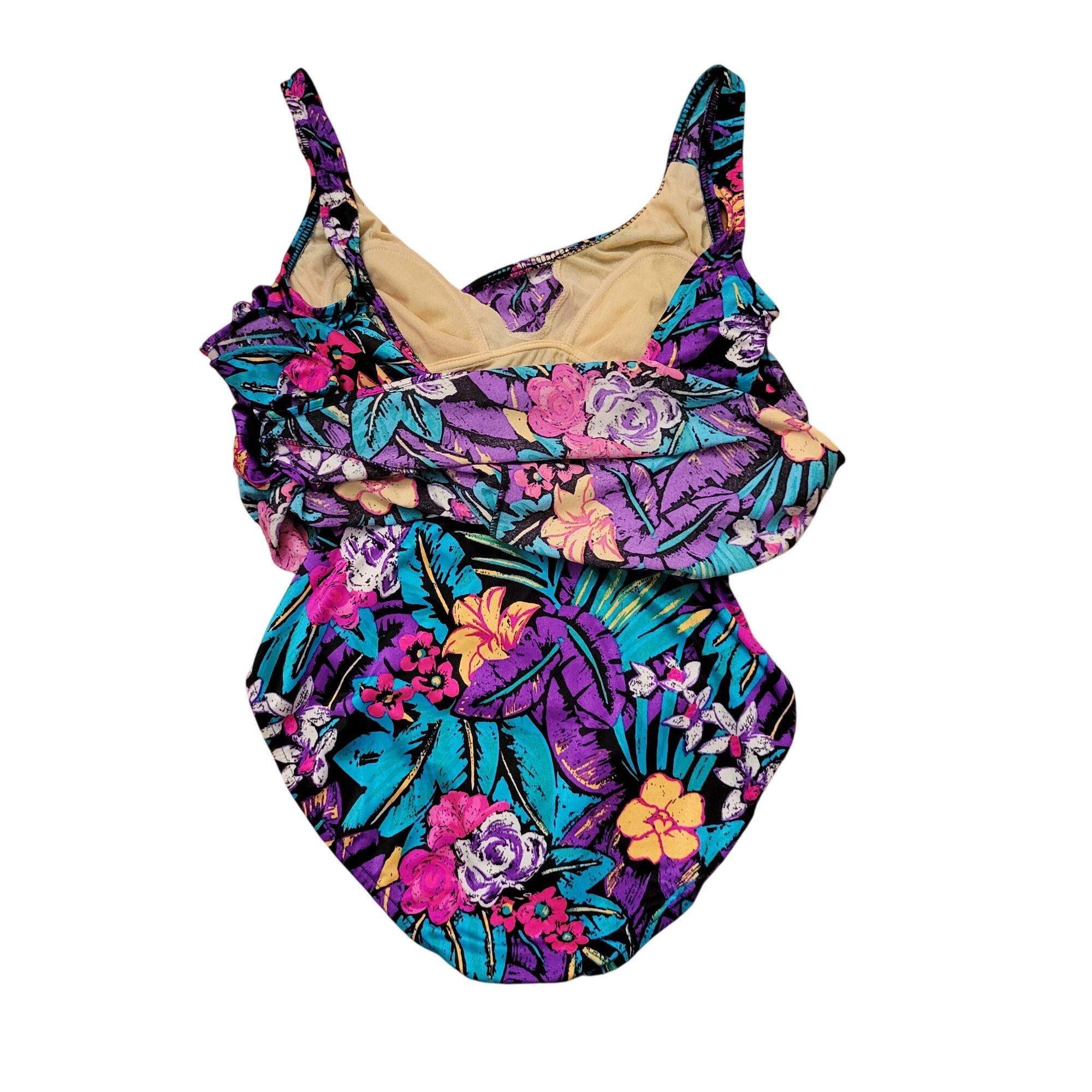 Vintage Vintage Mainstream Floral Swimsuit 10 Full Coverage One Piec Size ONE SIZE - 14 Thumbnail