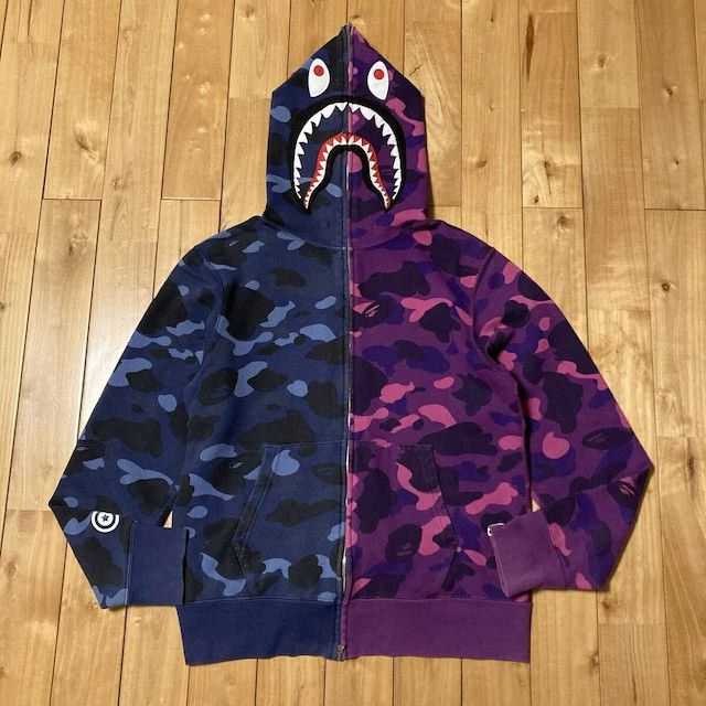 Bape BAPE Purple camo x Blue camo separate shark full zip hoodie Size US M / EU 48-50 / 2 - 1 Thumbnail