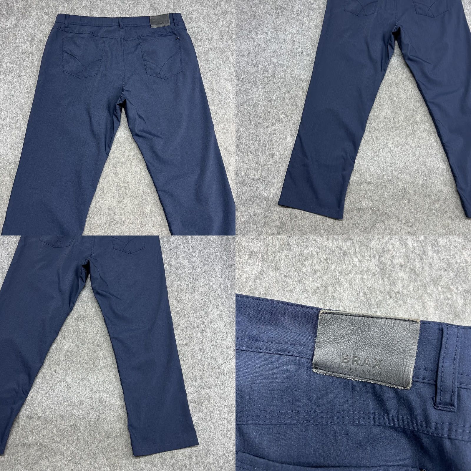 BRAX Brax Pants Mens 40x34 Navy Blue Cooper Fancy Wool Stretch Trousers FIT39x29.5 Size US 40 / EU 56 - 9 Thumbnail