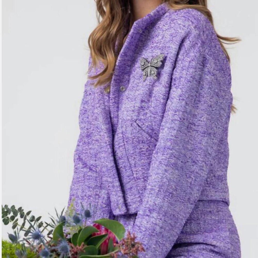 Iro IRO Paris Nolun Tweed Jacket Purple/Silver Size S/36 NWT Size S / US 4 / IT 40 - 1 Thumbnail