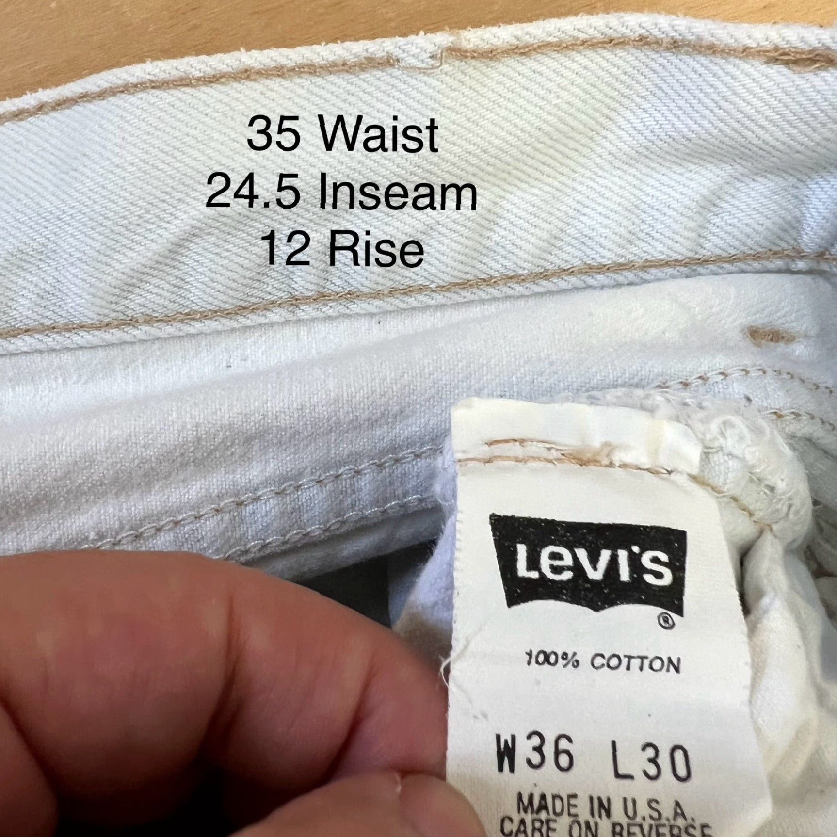 Levi's Vintage Levi's 501 Jeans Shirt? No, Jeans. Levi's 501 Jeans Regular 35 White Light Wash Denim 80s Vintage Western USA 80s Mens Jeans Size US 35 - 6 Thumbnail